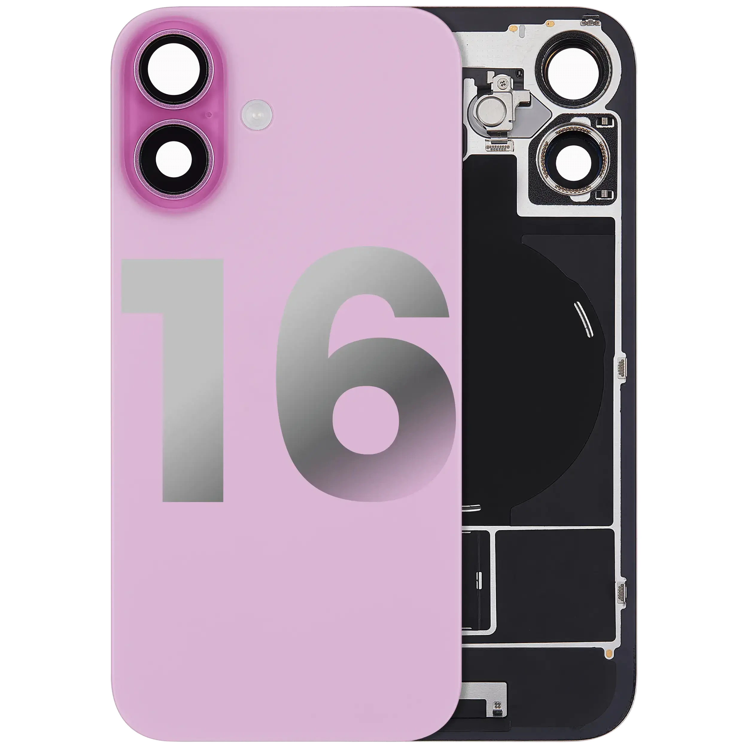 Vetro posteriore con magnete MagSafe, NFC e flat flash per iPhone 16 (Used Service Pack Pull: Grade B) (Rosa)