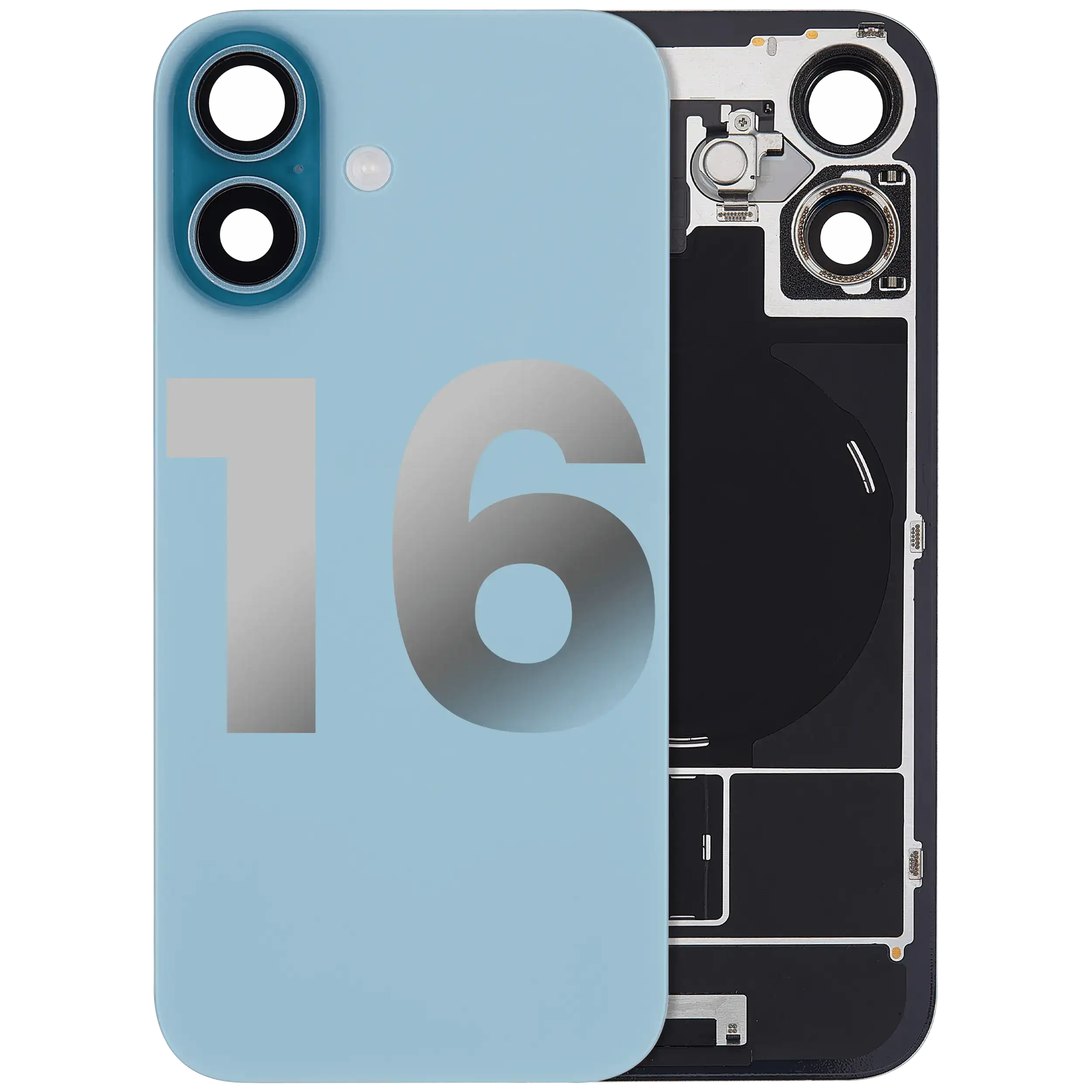 Vetro posteriore con magnete MagSafe, NFC e flat flash per iPhone 16 (Used Service Pack Pull: Grade B) (Verde petrolio)