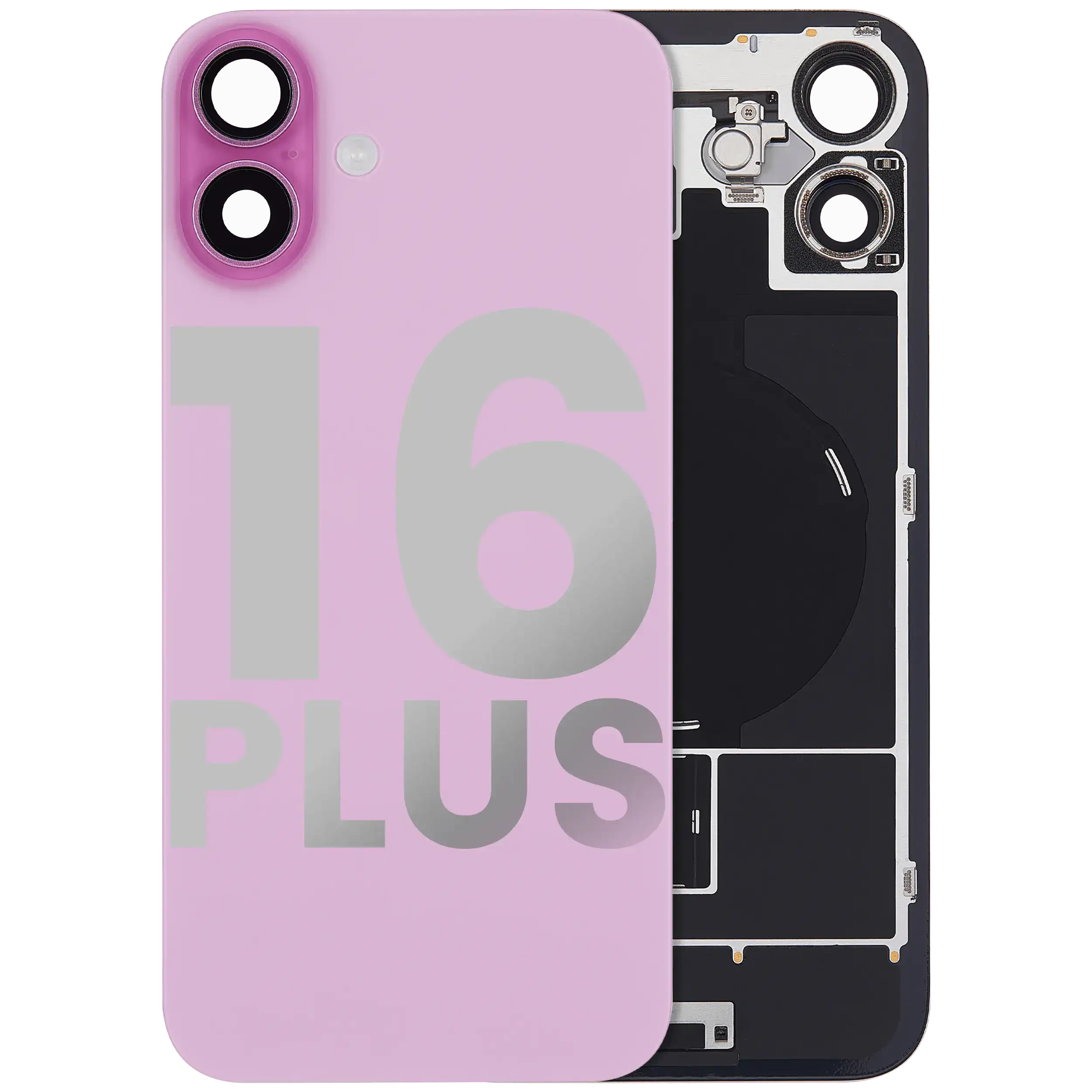 Vetro posteriore con magnete MagSafe, NFC e flat flash per iPhone 16 Plus (Used Service Pack Pull: Grade B) (Rosa)