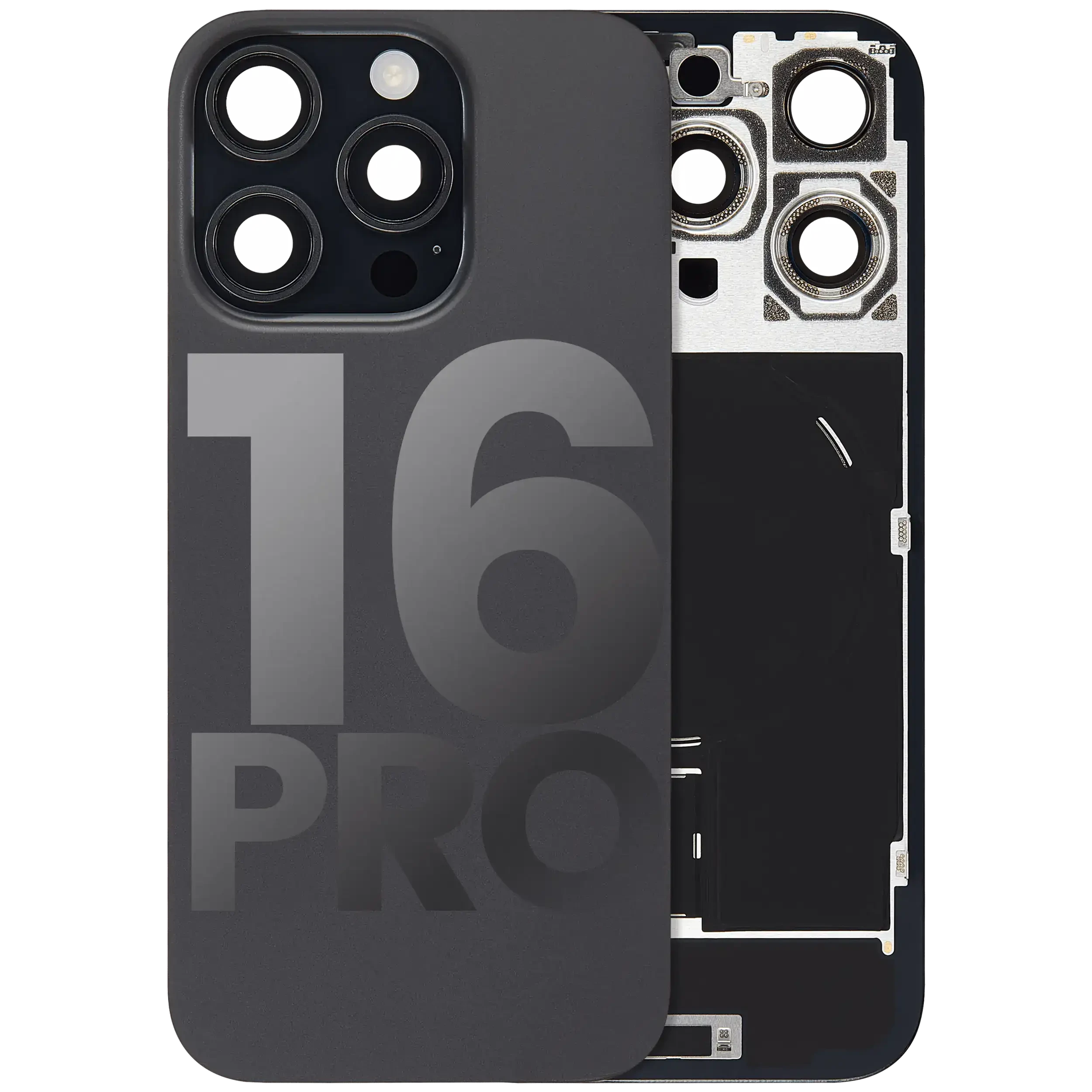 Vetro posteriore con magnete MagSafe, NFC e flat flash per iPhone 16 Pro (Used Service Pack Pull: Grade B) (Titanio nero)