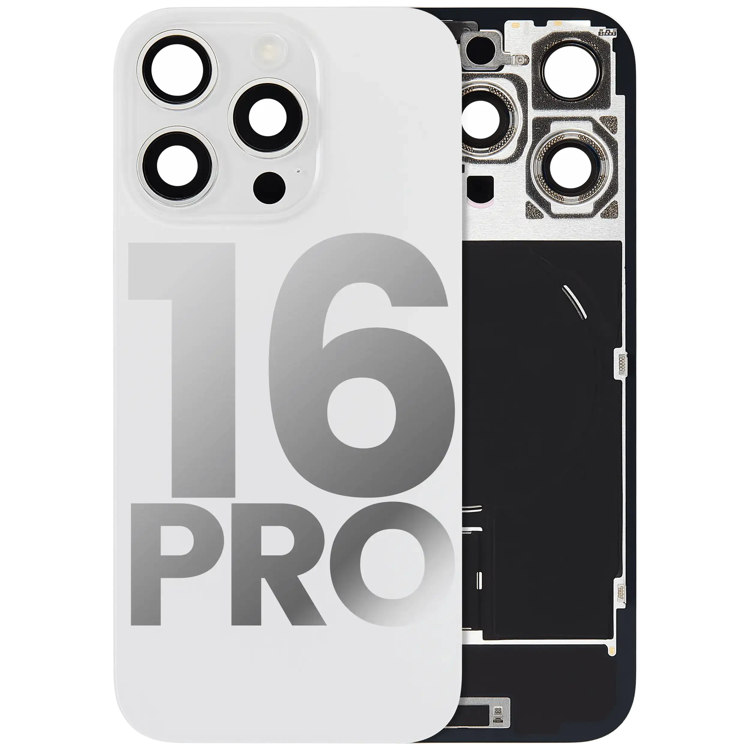 Vetro posteriore con magnete MagSafe, NFC e flat flash per iPhone 16 Pro (Used Service Pack Pull: Grade B) (Titanio bianco)