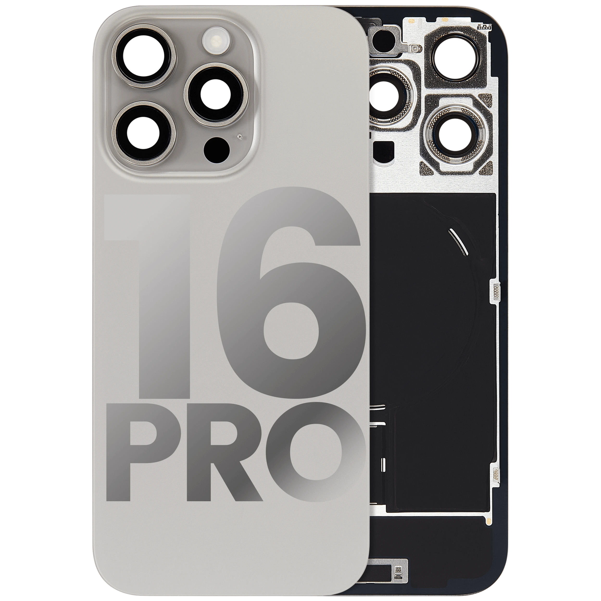 Vetro posteriore con magnete MagSafe, NFC e flat flash per iPhone 16 Pro (Used Service Pack Pull: Grade B) (Titanio naturale)