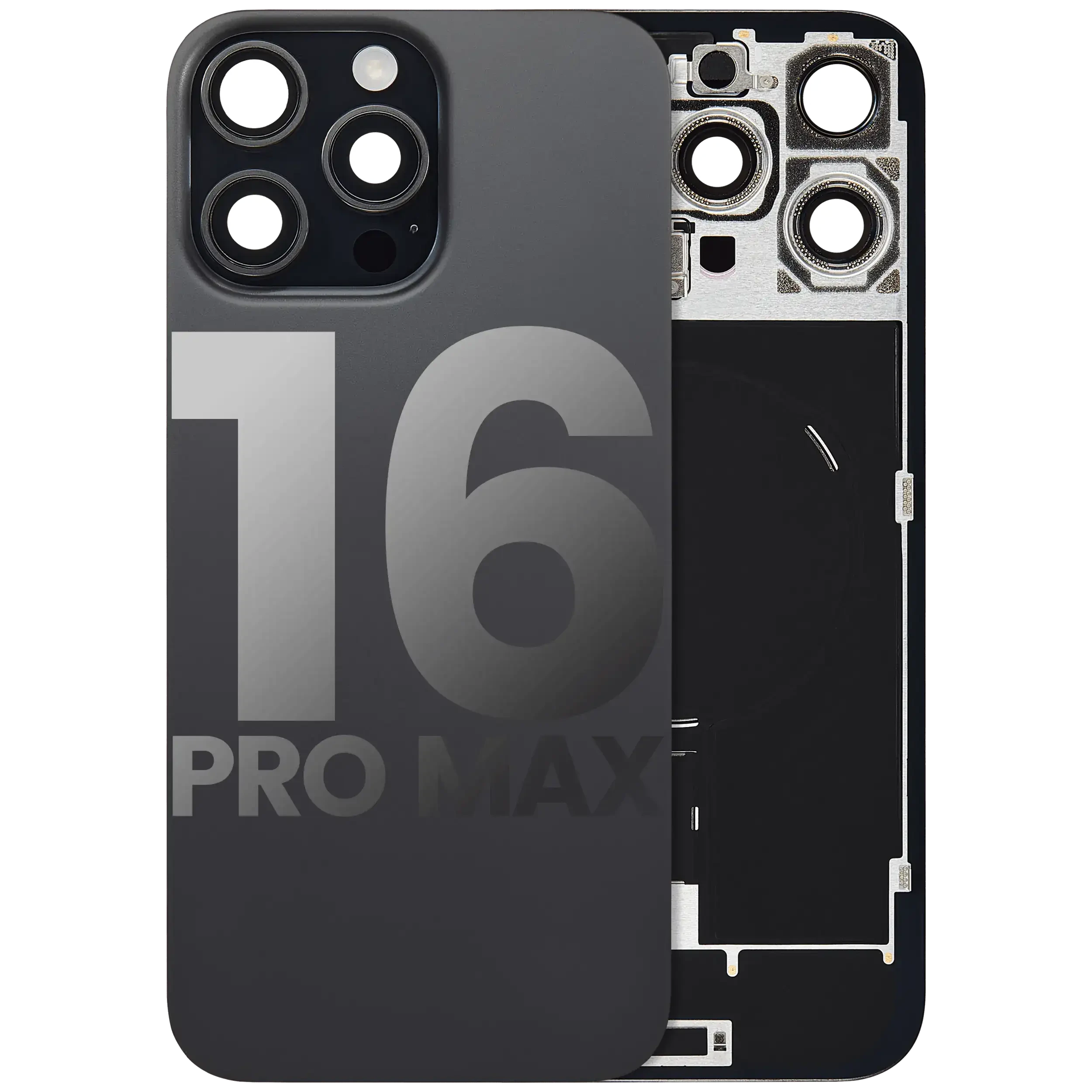 Vetro posteriore con magnete MagSafe, NFC e flat flash per iPhone 16 Pro Max (Used Service Pack Pull: Grade B) (Titanio nero)