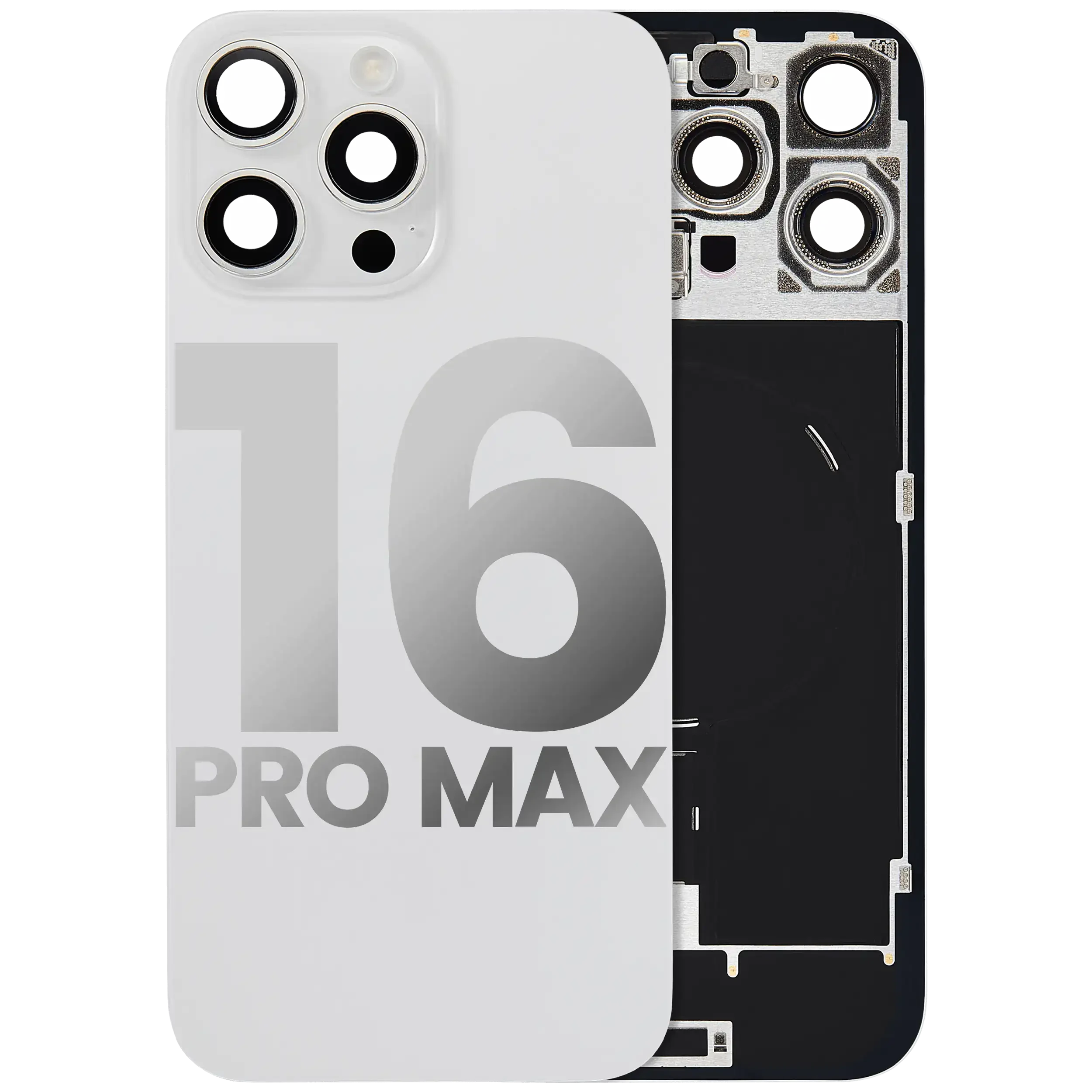 Vetro posteriore con magnete MagSafe, NFC e flat flash per iPhone 16 Pro Max (Used Service Pack Pull: Grade B) (Titanio bianco)