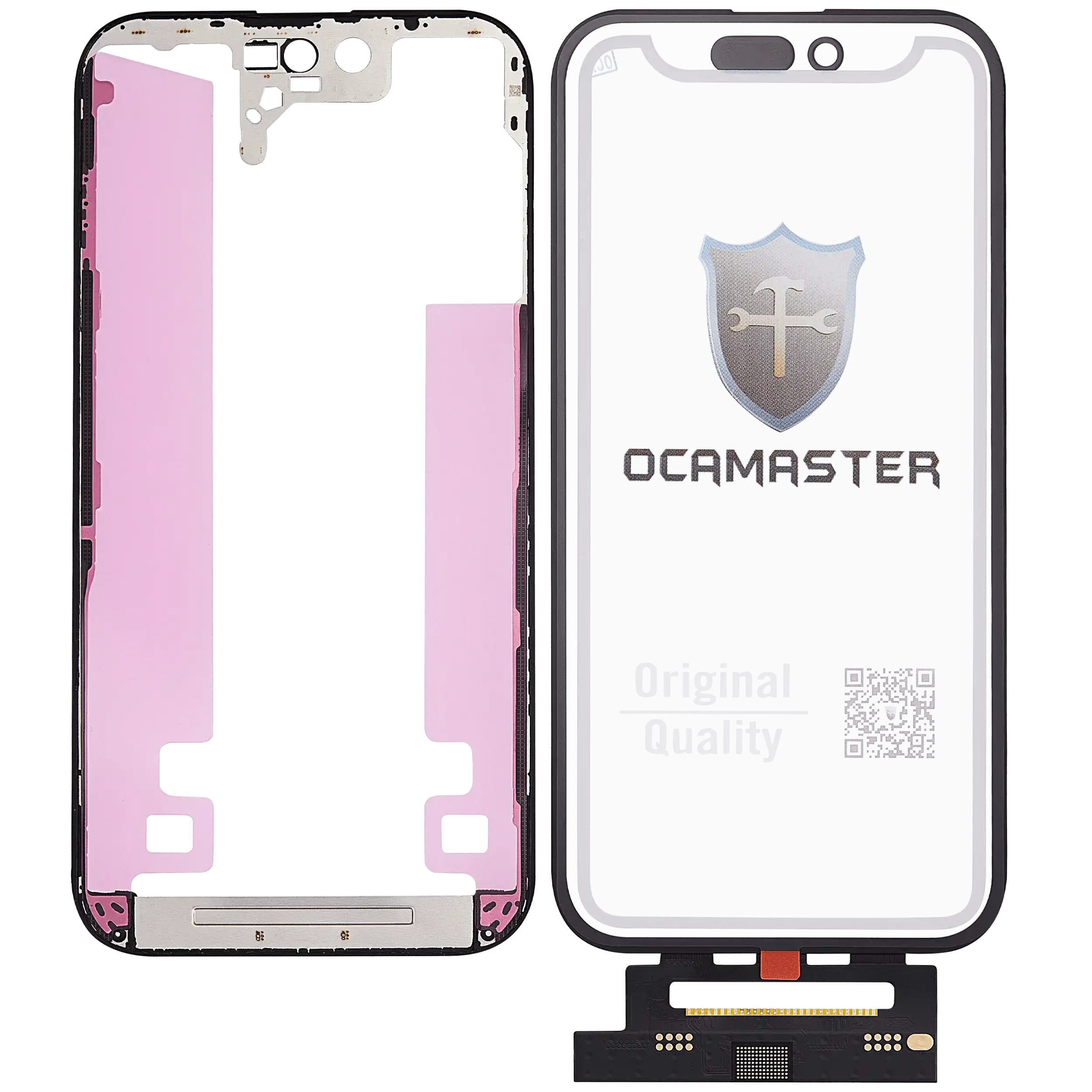 4 in 1 Short flat (Touch screen Touch con vetro + OCA + Frame Pre-installed) per iPhone 14 Pro (OCA Master)
