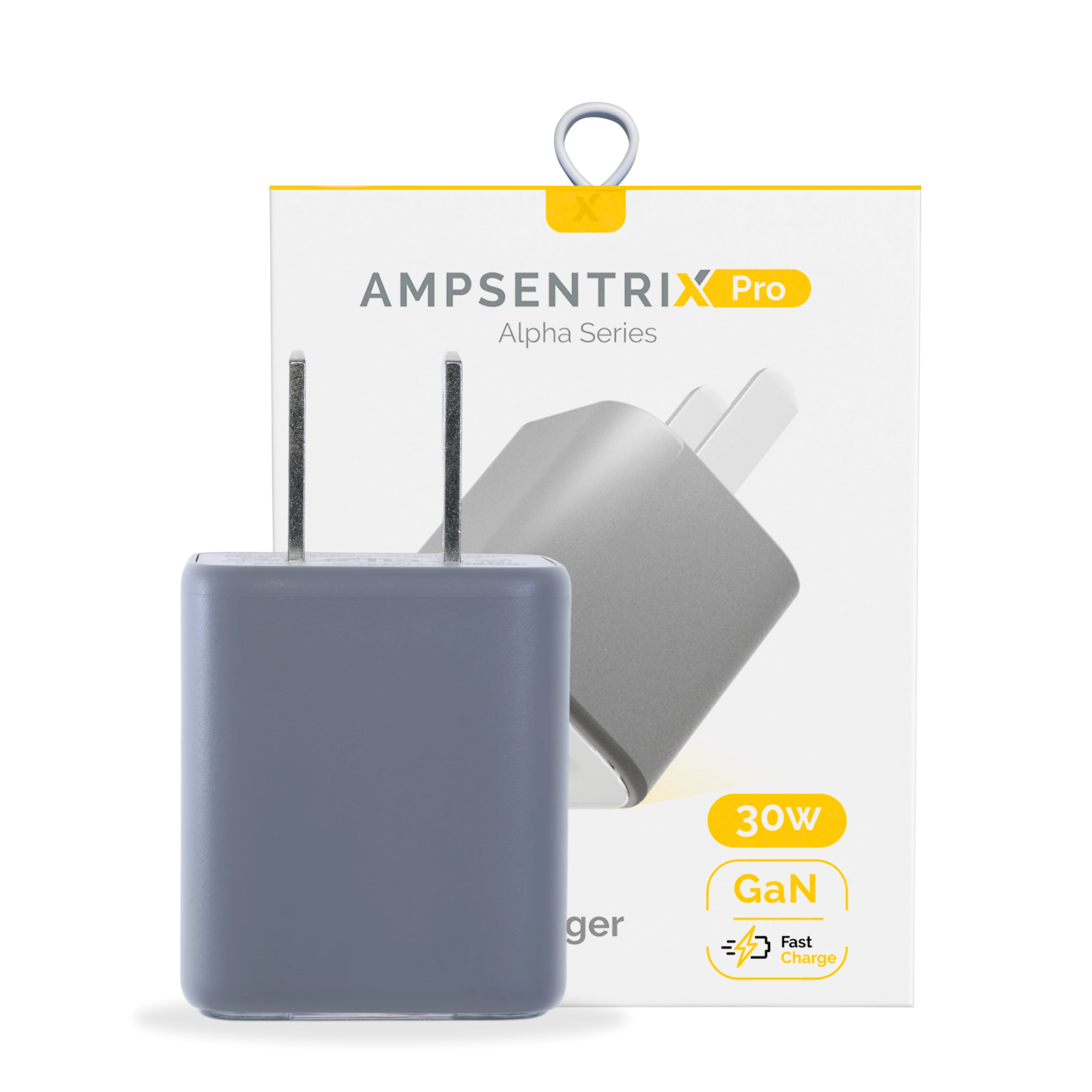 AmpSentrix Pro 30W 2-in-1 USB-C / USB-A GaN Wall Adapter (Titanio naturale)