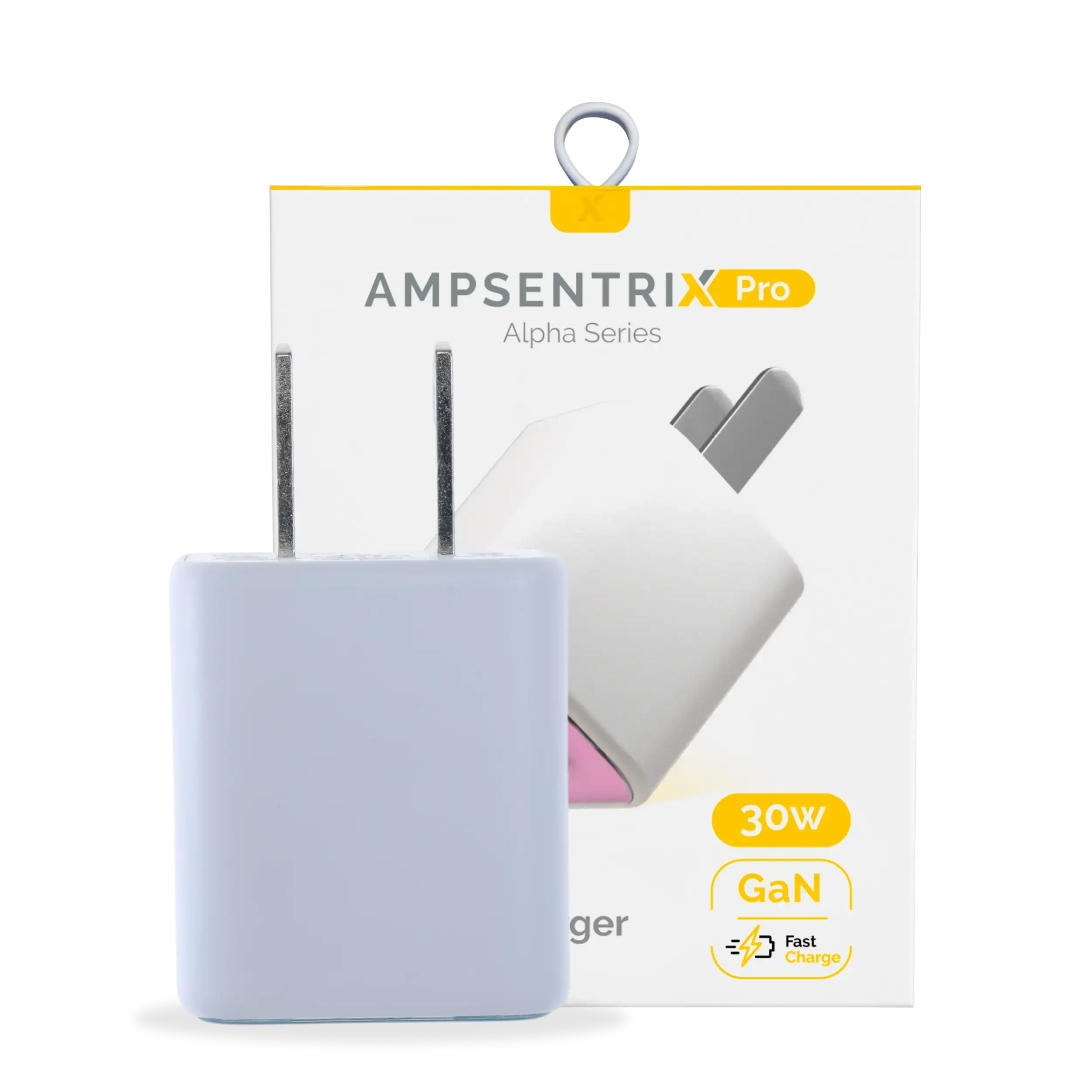 AmpSentrix Pro 30W 2-in-1 USB-C / USB-A GaN Wall Adapter (Rosa)