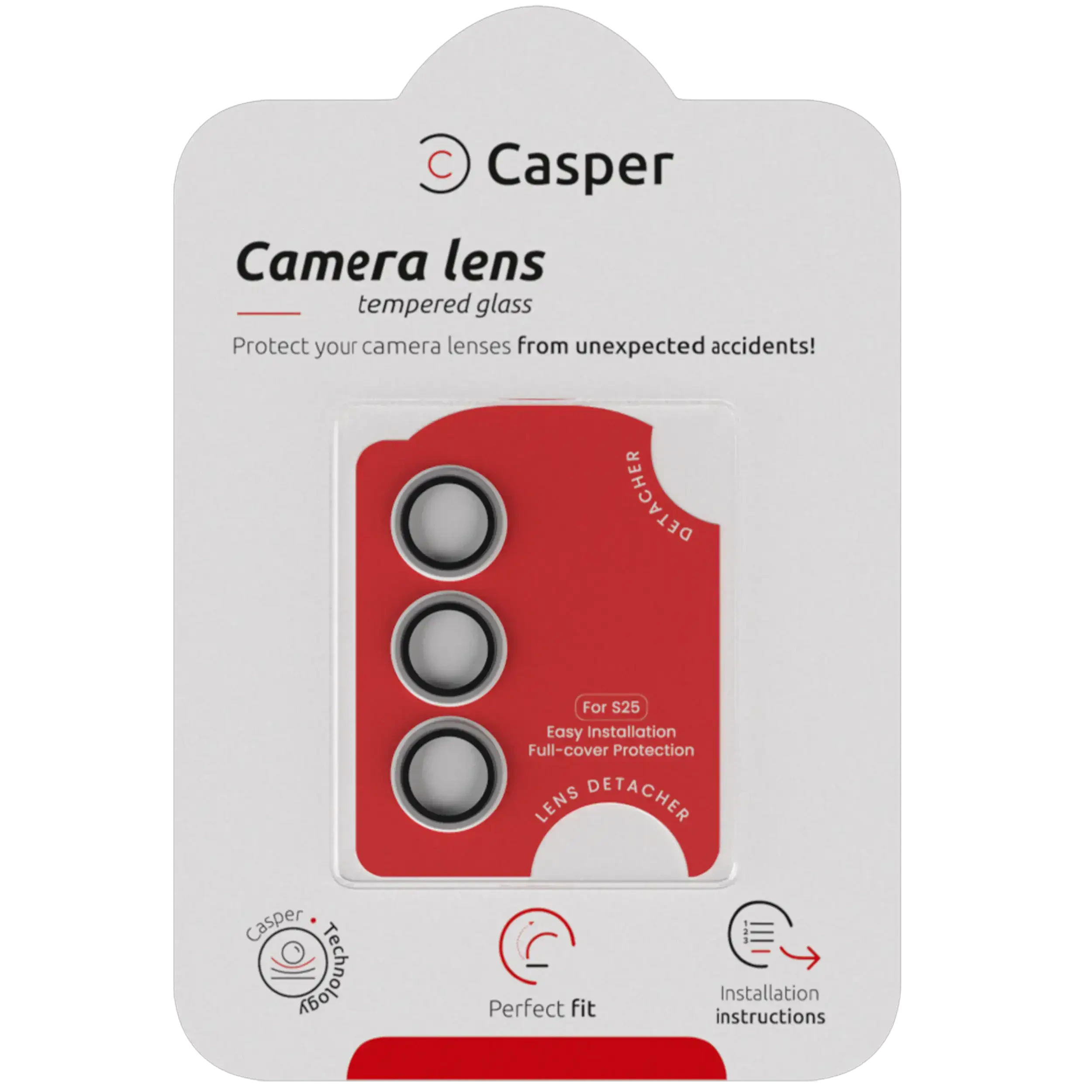 Casper Vetro fotocamera Protector per Samsung Galaxy S25 (Trasparente Rings)