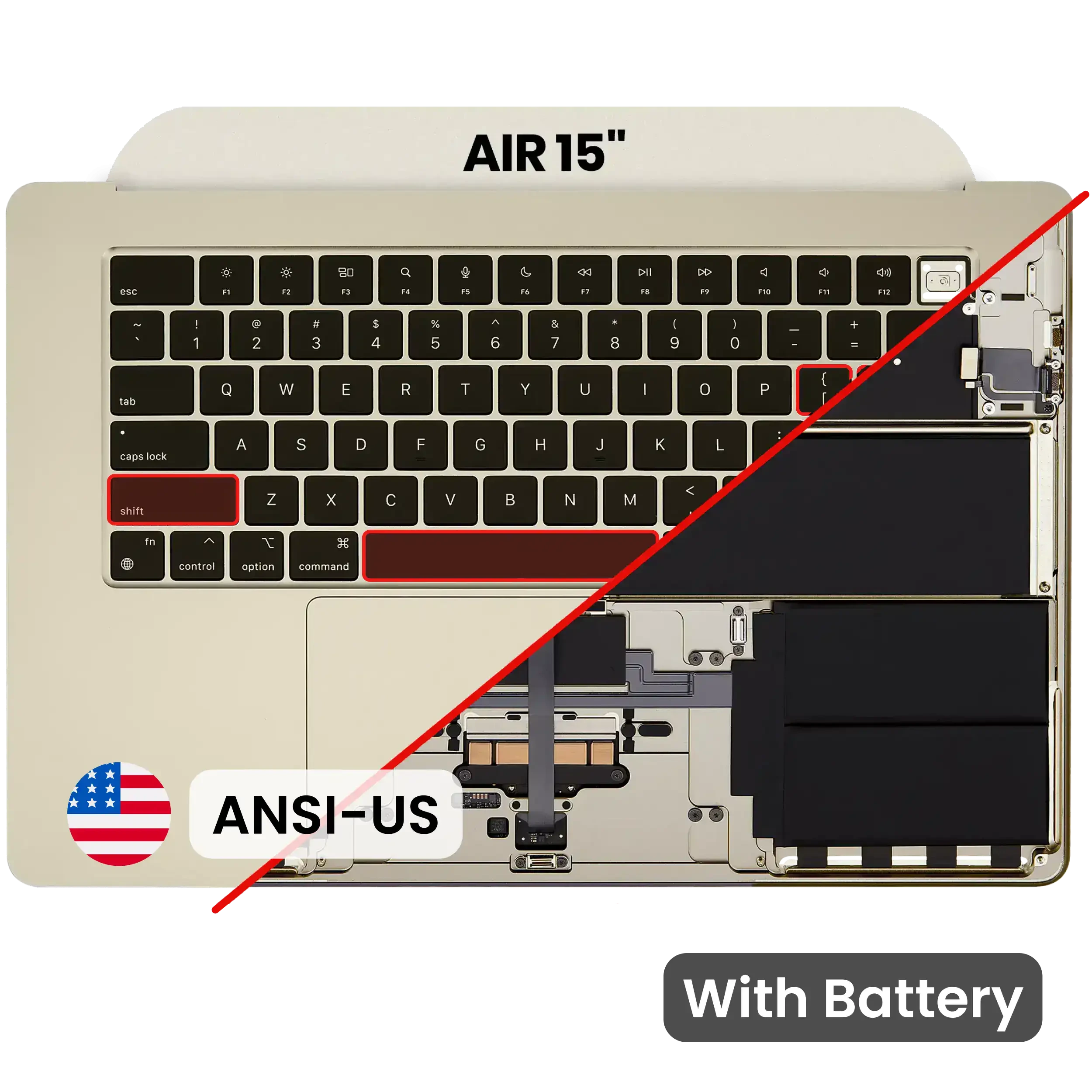 Top Case con Batteria e tastiera (ANSI US) per MacBook Air 15" A2941 (2023) (Galassia)