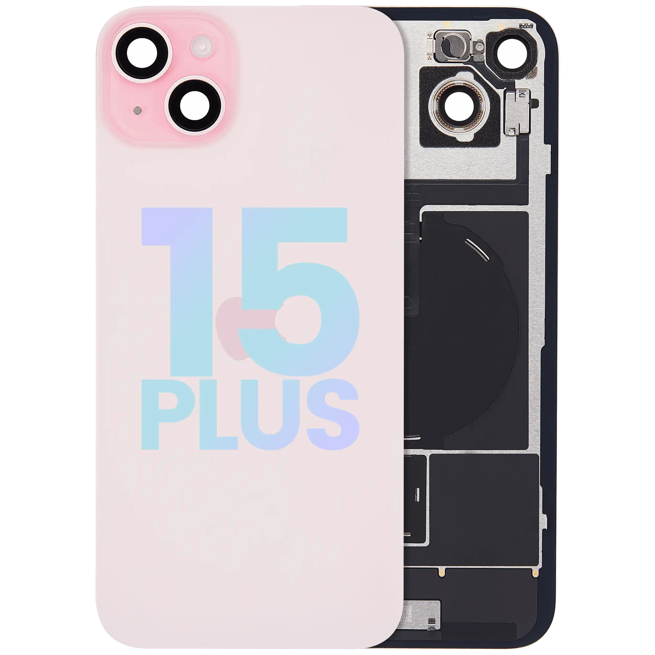 Vetro posteriore con magnete MagSafe, NFC e flat flash per iPhone 15 Plus (Service Pack) (Rosa)