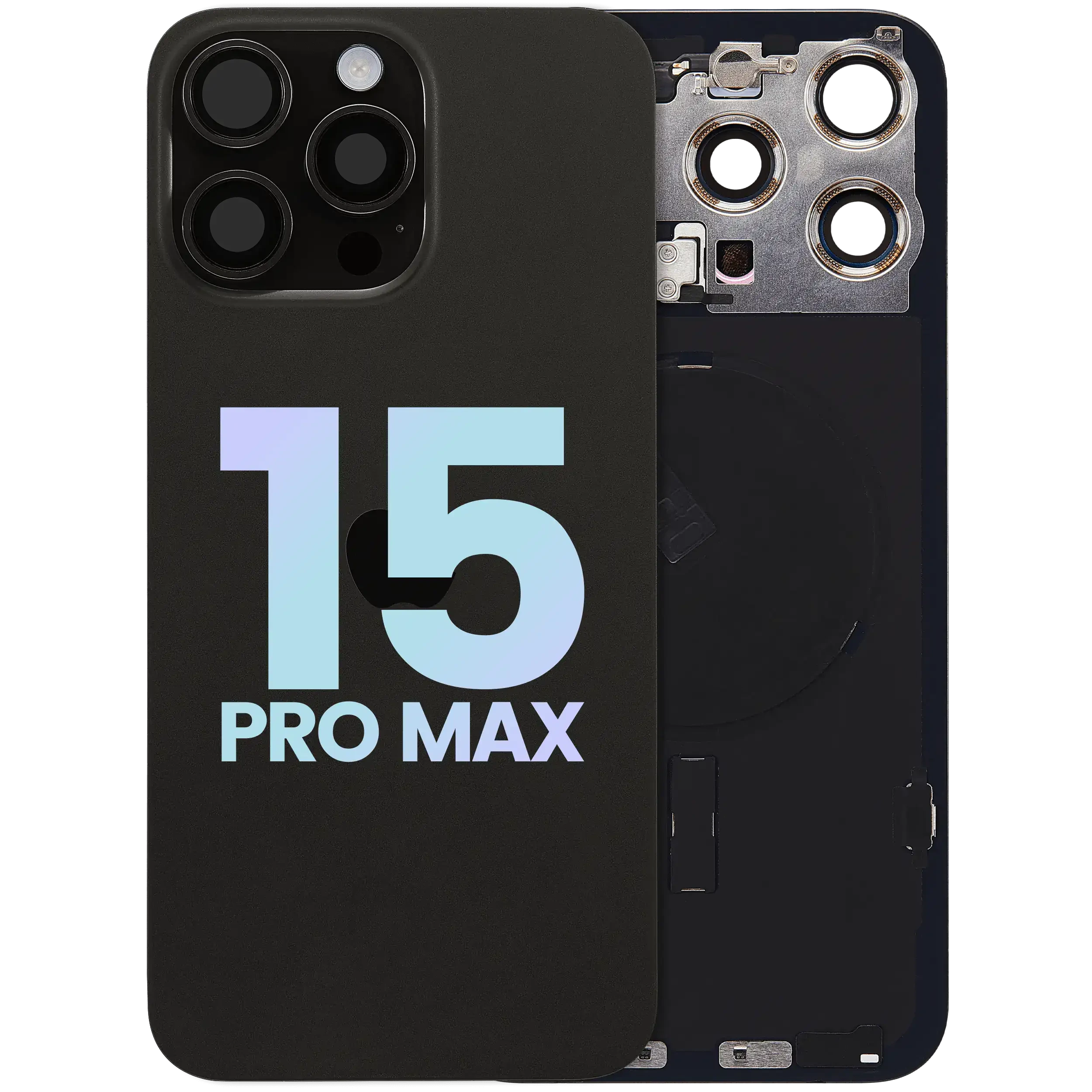 Vetro posteriore con magnete MagSafe, NFC e flat flash per iPhone 15 Pro Max (Service Pack) (Titanio nero)