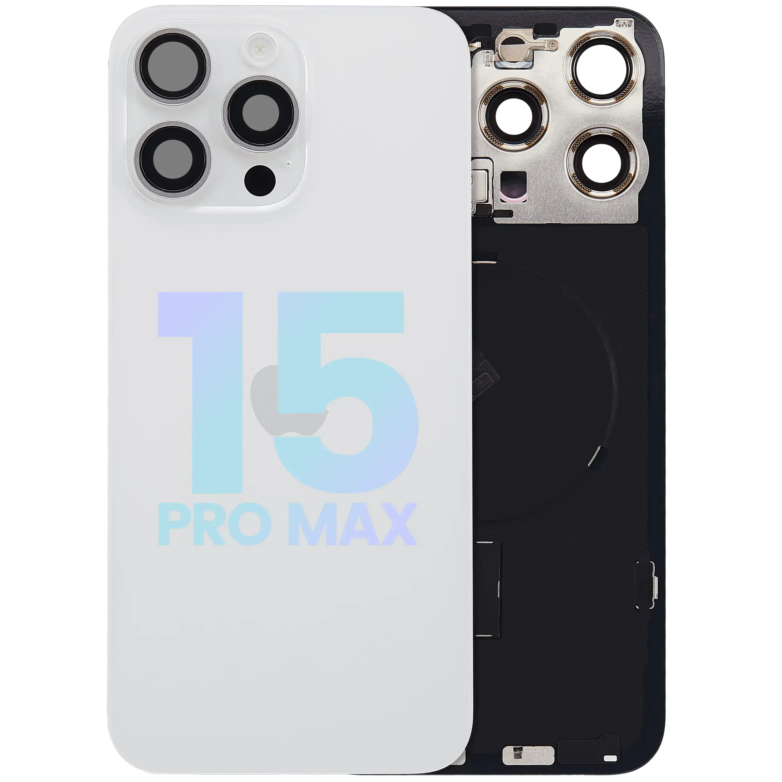 Vetro posteriore con magnete MagSafe, NFC e flat flash per iPhone 15 Pro Max (Service Pack) (Titanio bianco)