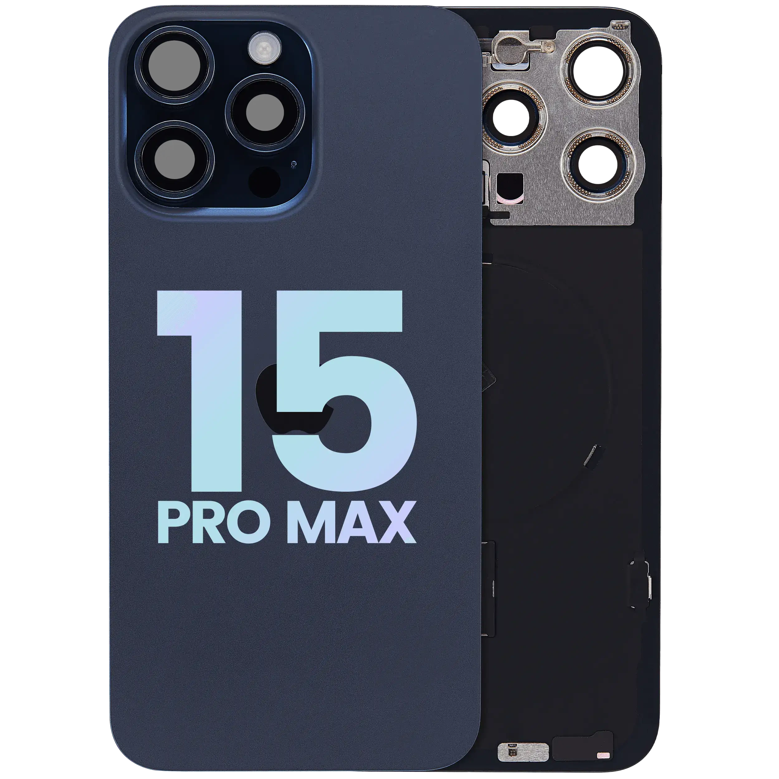 Vetro posteriore con magnete MagSafe, NFC e flat flash per iPhone 15 Pro Max (Service Pack) (Titanio blu)
