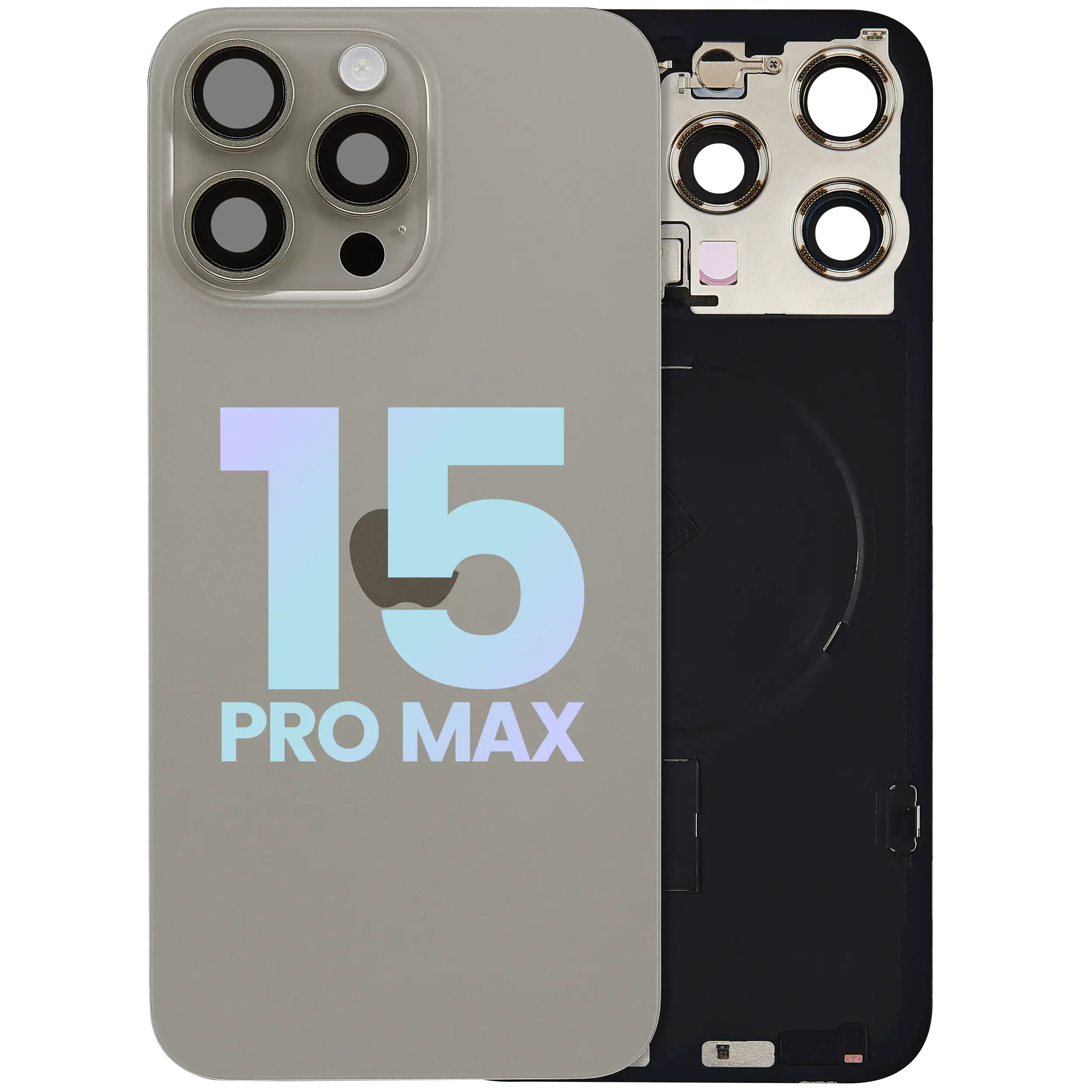 Vetro posteriore con magnete MagSafe, NFC e flat flash per iPhone 15 Pro Max (Service Pack) (Titanio naturale)