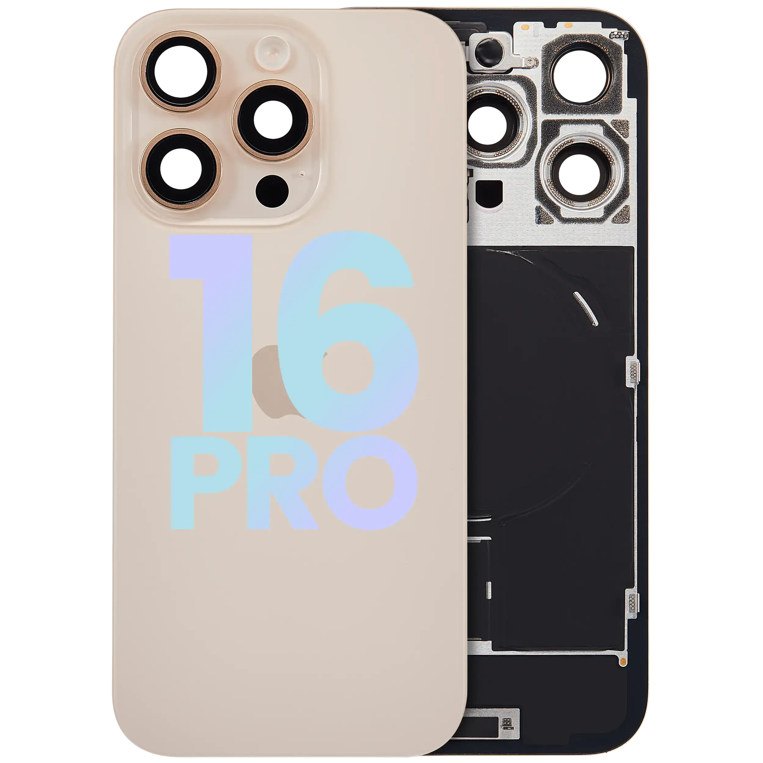 Vetro posteriore con magnete MagSafe, NFC e flat flash per iPhone 16 Pro (Service Pack) (Titanio sabbia)