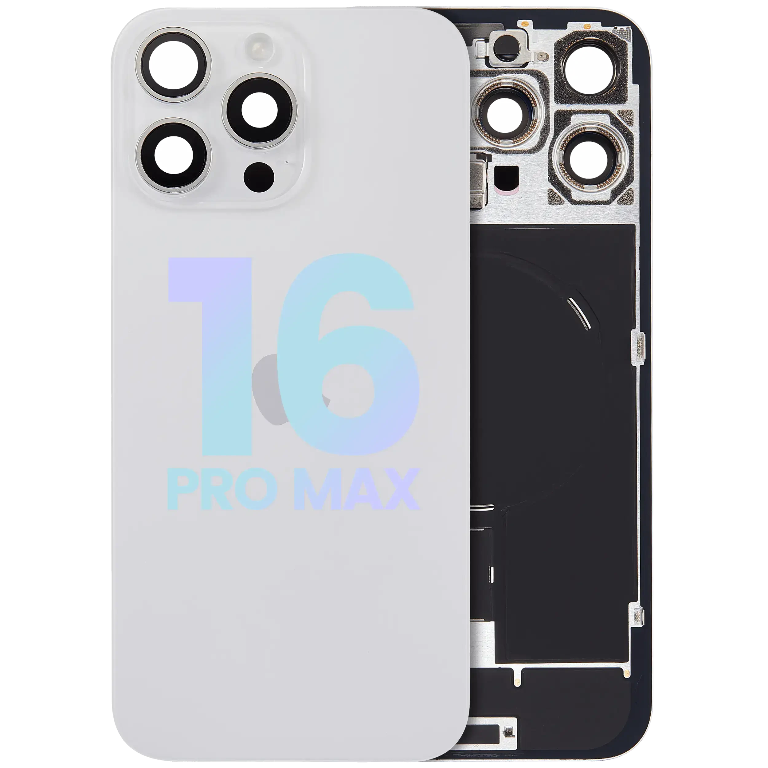 Vetro posteriore con magnete MagSafe, NFC e flat flash per iPhone 16 Pro Max (Service Pack) (Titanio bianco)