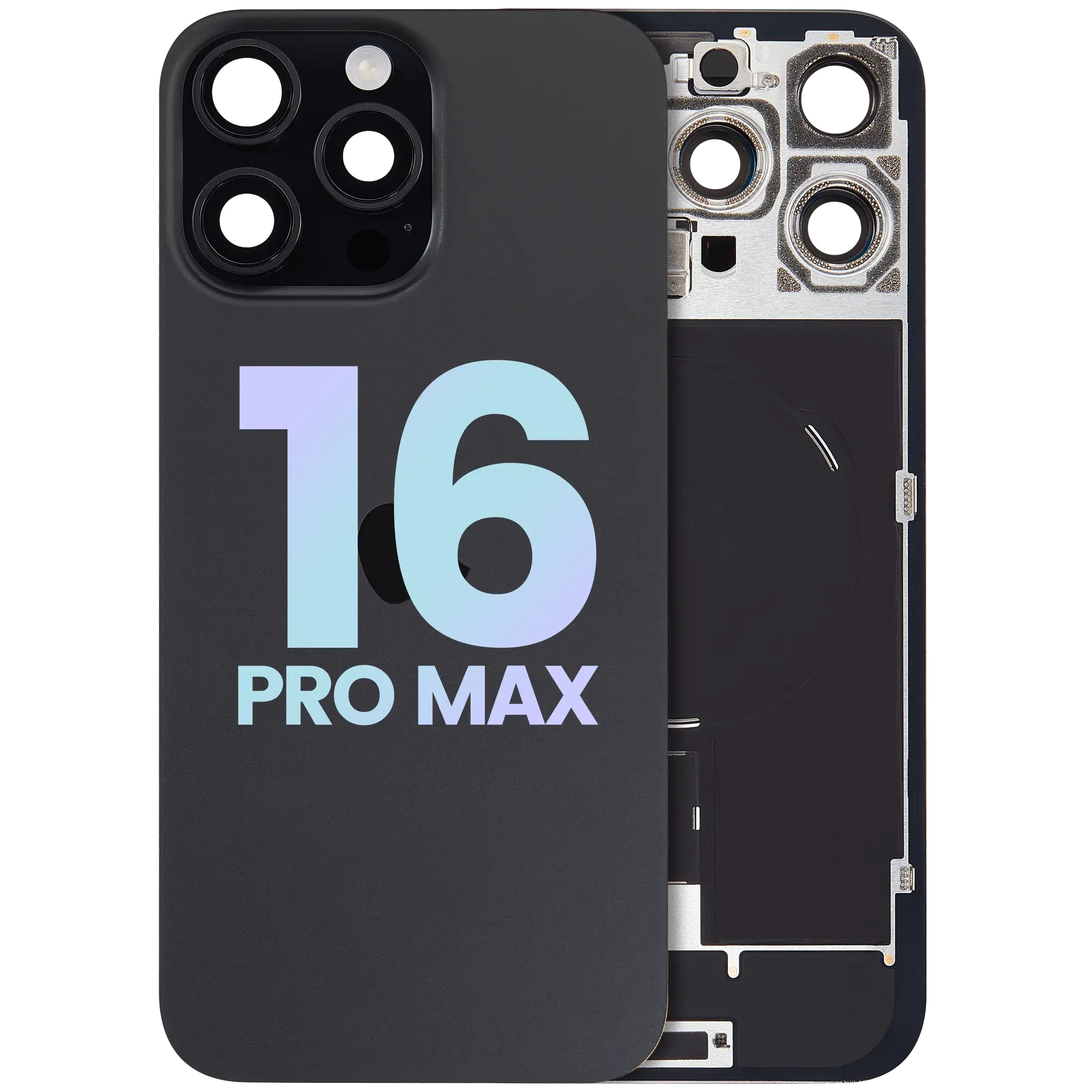 Vetro posteriore con magnete MagSafe, NFC e flat flash per iPhone 16 Pro Max (Service Pack) (Titanio nero)