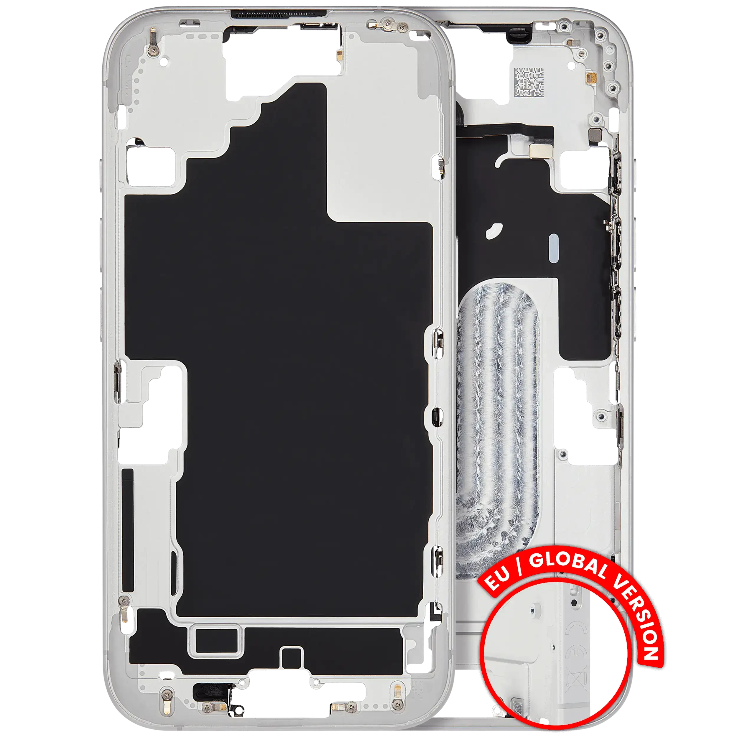 Frame centrale W/ Minuteria per iPhone 16 (EU / Global Version) (Used Service Pack Pull: grado A) (Bianco)