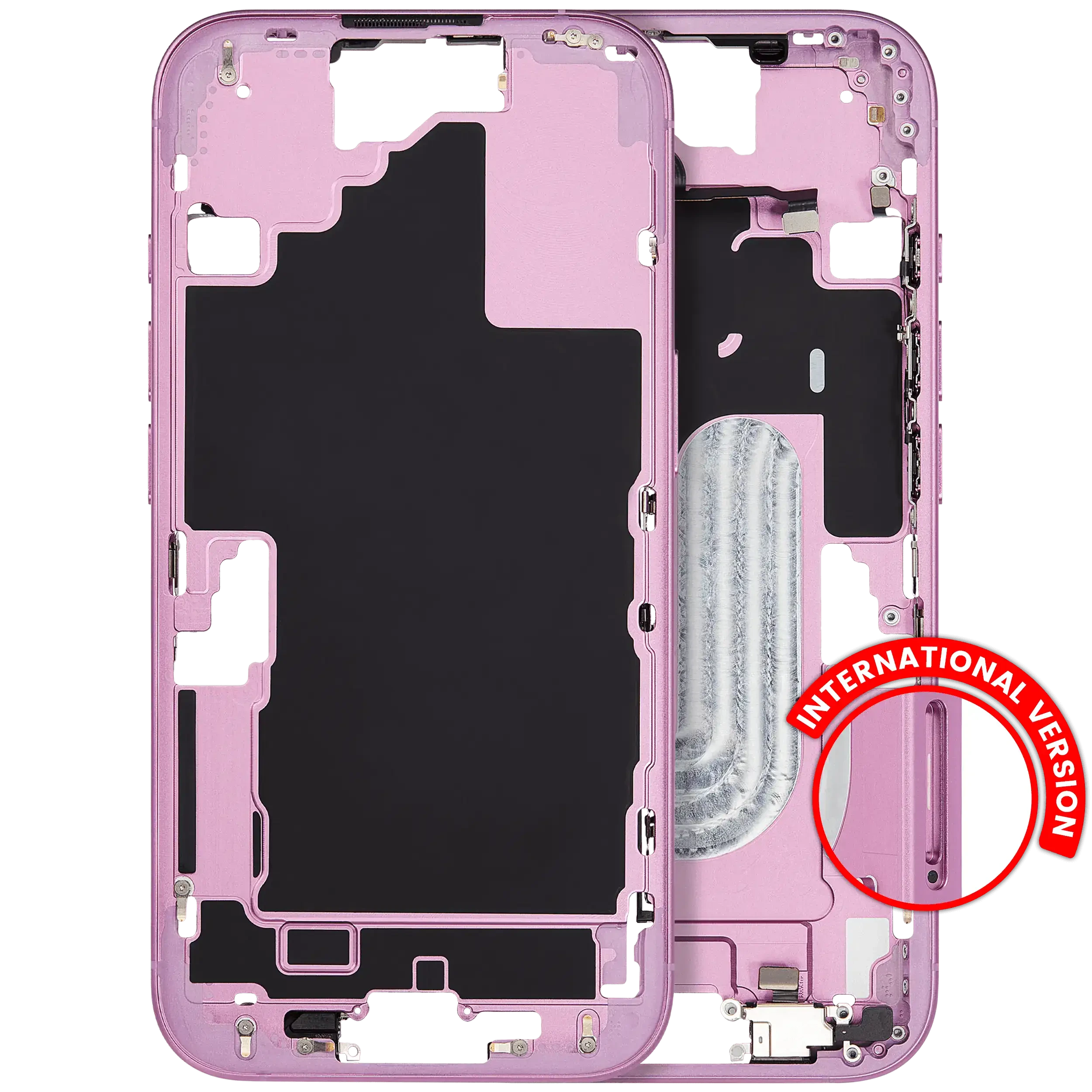 Frame centrale W/ Minuteria per iPhone 16 (EU / Global Version) (Used Service Pack Pull: grado A) (Rosa)