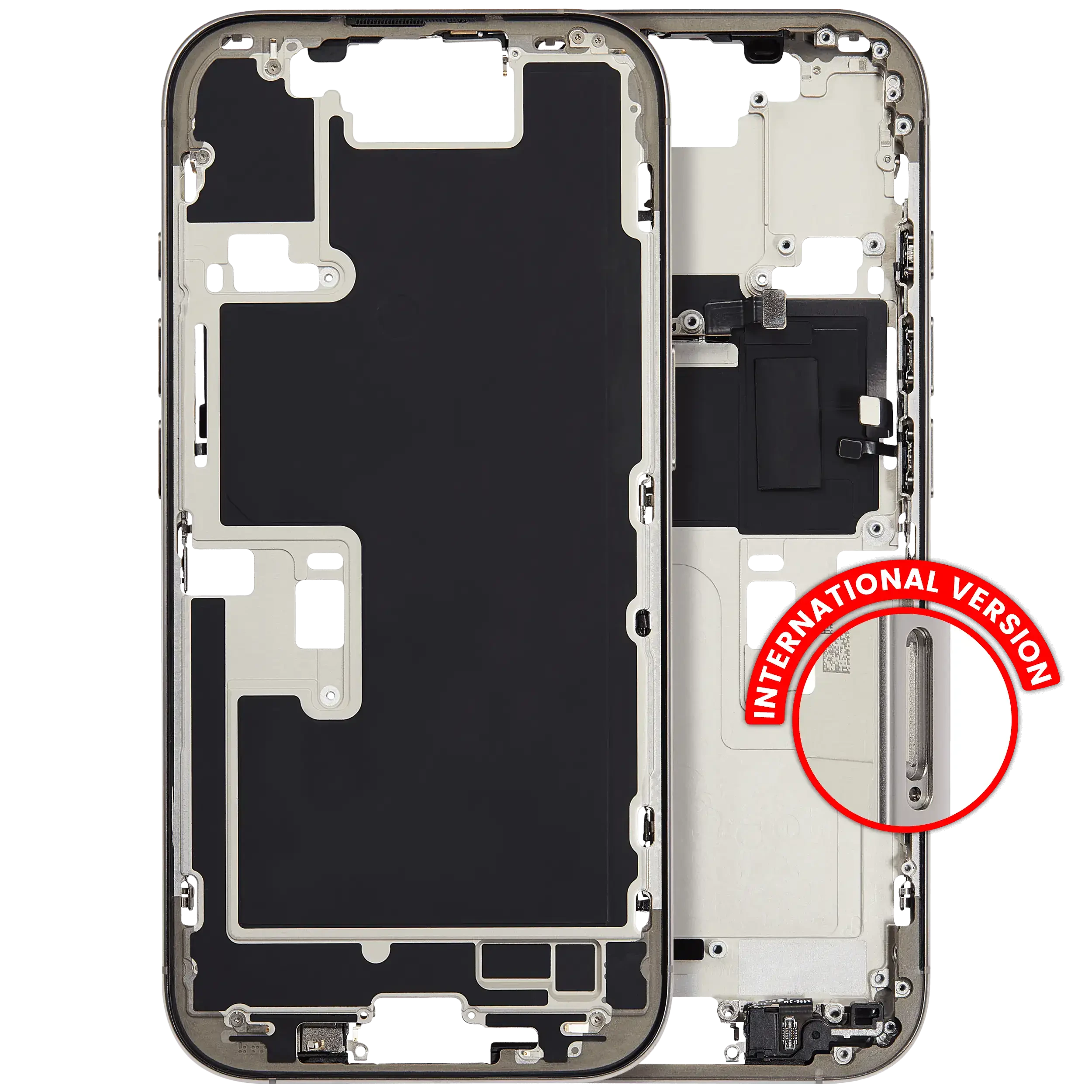 Frame centrale W/ Minuteria per iPhone 16 Pro (EU / Global Version) (Used Service Pack Pull: grado A) (Titanio naturale)