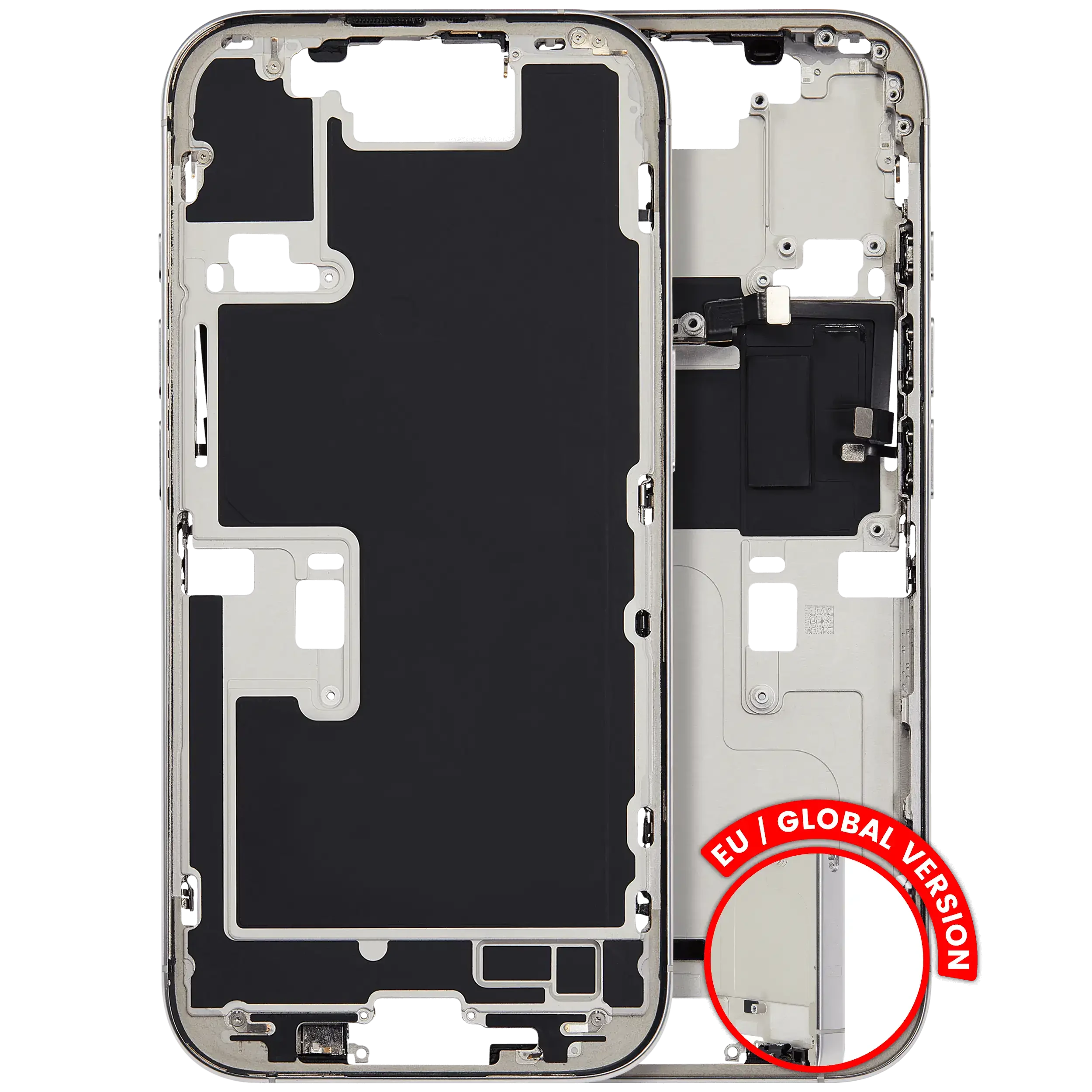 Frame centrale W/ Minuteria per iPhone 16 Pro (EU / Global Version) (Used Service Pack Pull: grado A) (Titanio bianco)
