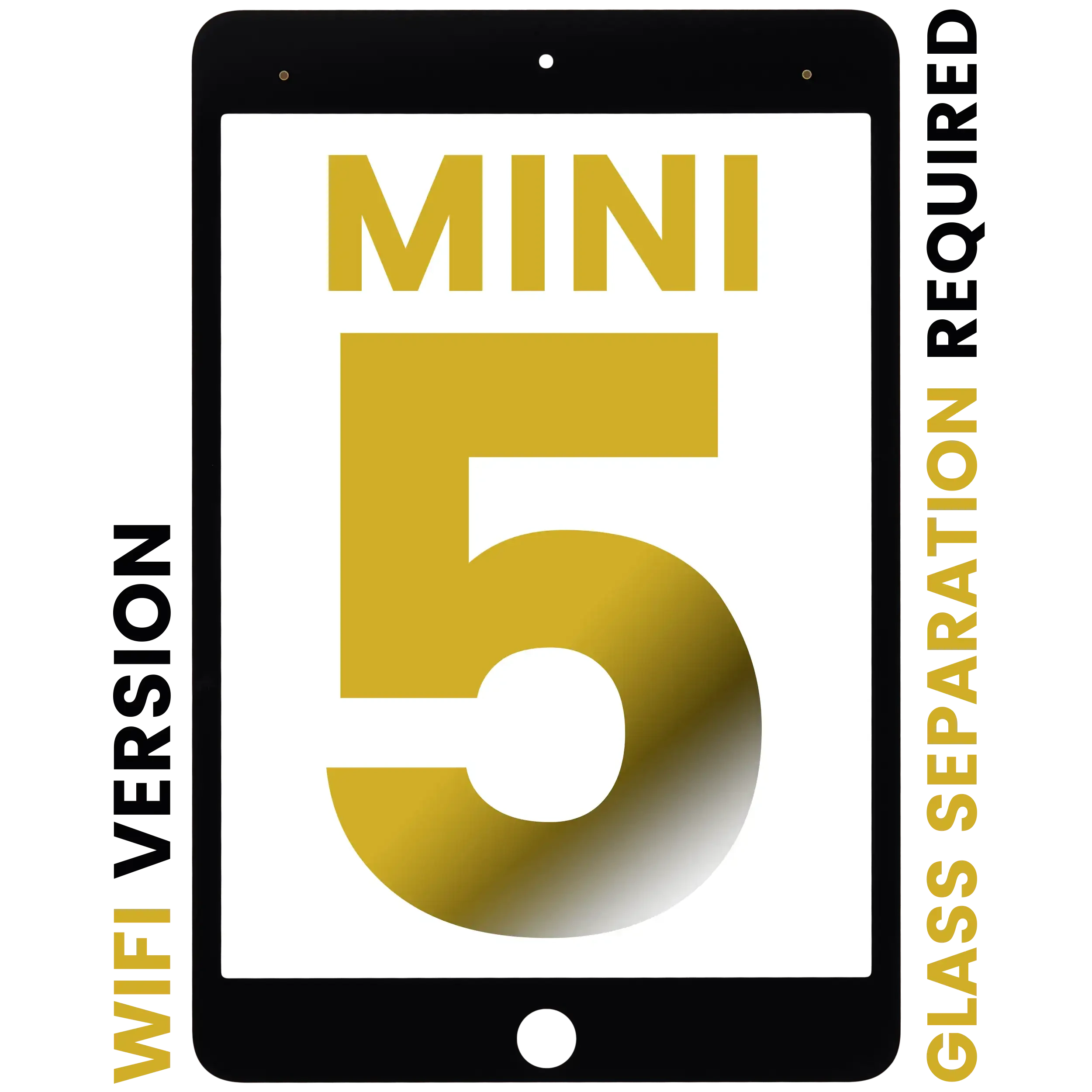Vetro frontale per iPad Mini 5 (separazione vetro richiesta) (solo WiFi) (Nero)