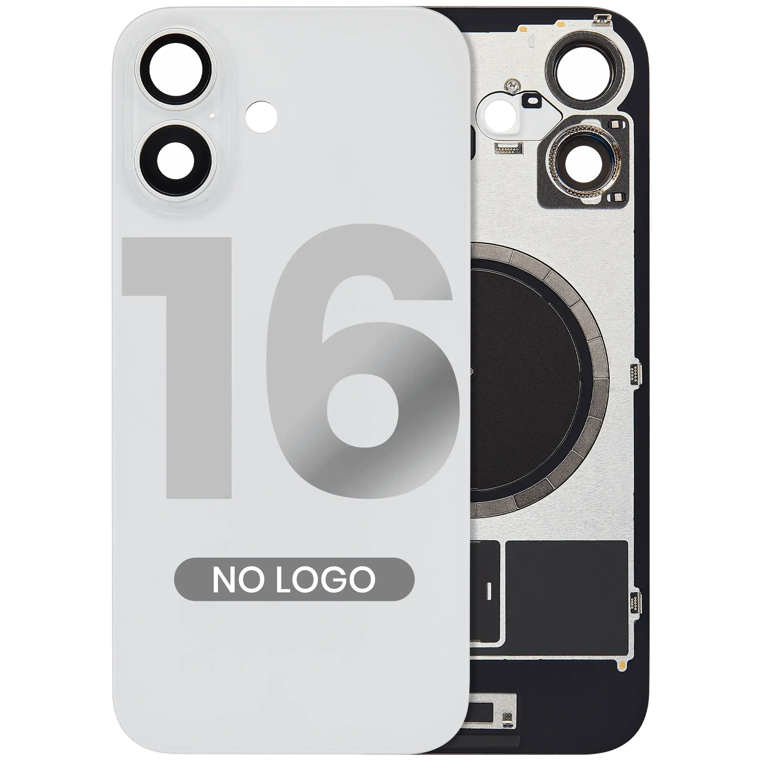 Vetro posteriore w/ magnete MagSafe per iPhone 16 (Aftermarket) (Bianco) (No Logo)