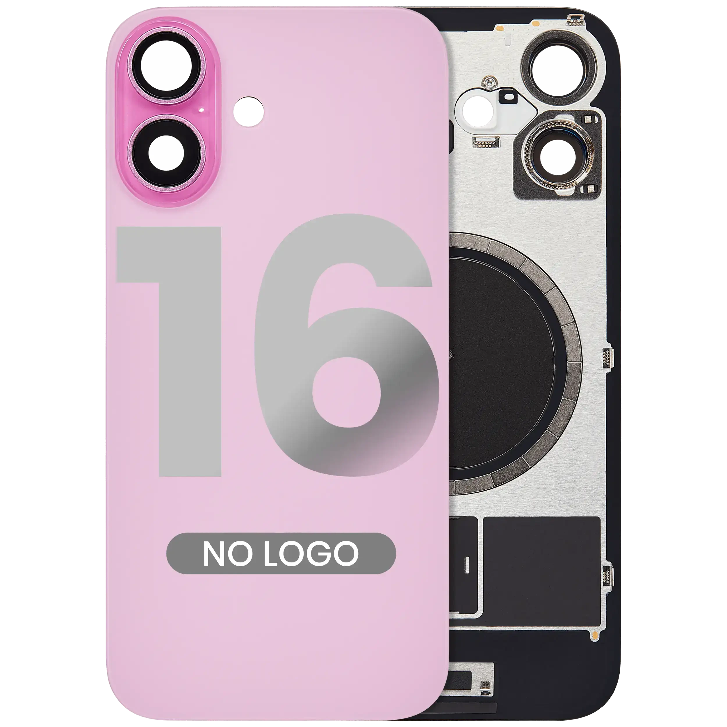 Vetro posteriore w/ magnete MagSafe per iPhone 16 (Aftermarket) (Rosa) (No Logo)