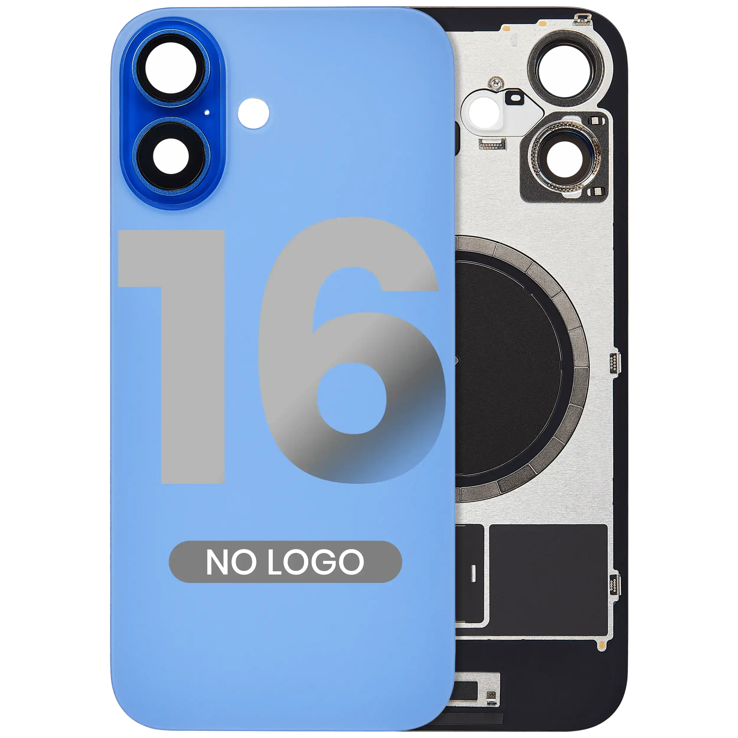 Vetro posteriore w/ magnete MagSafe per iPhone 16 (Aftermarket) (Blu oltremare) (No Logo)