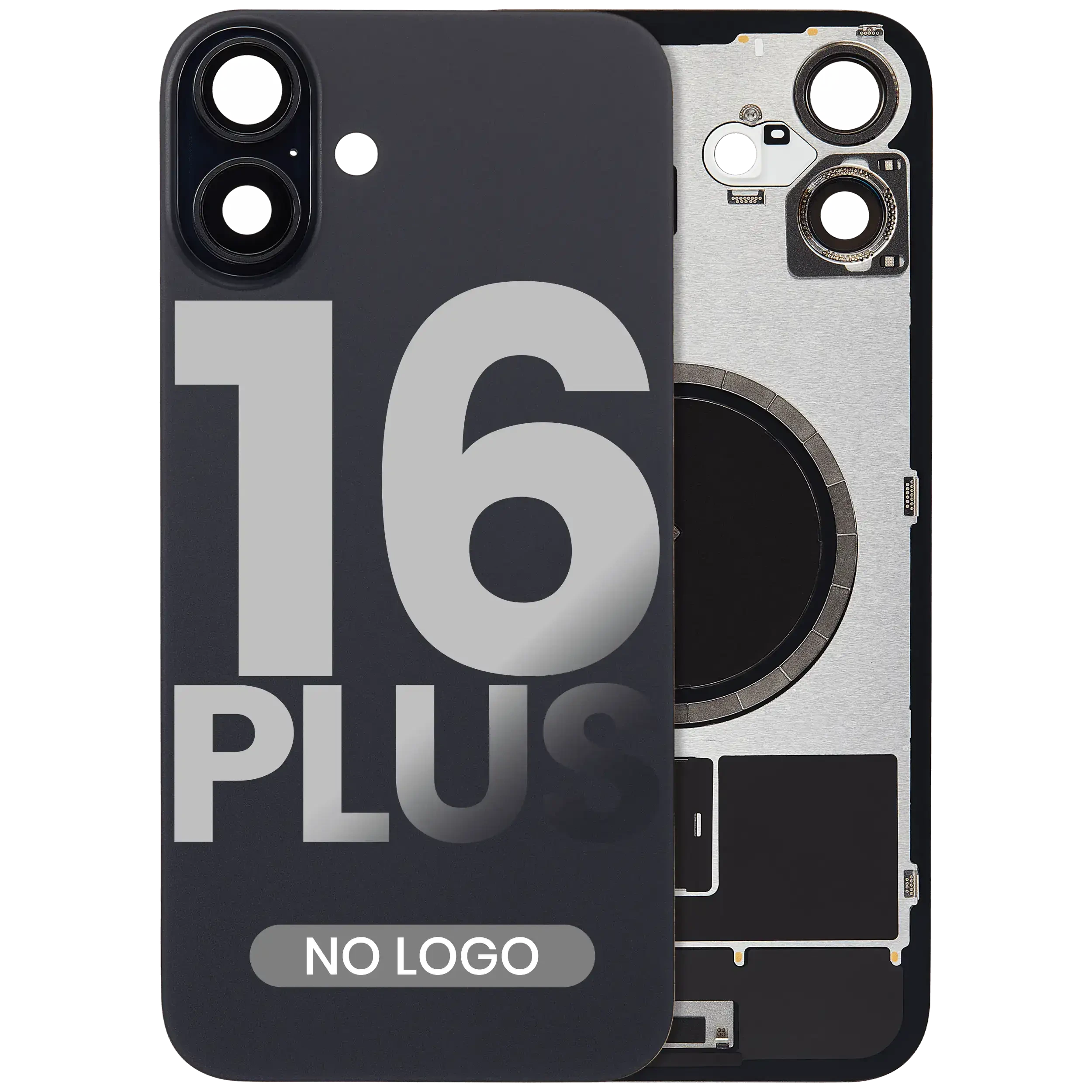 Vetro posteriore w/ magnete MagSafe per iPhone 16 Plus (Aftermarket) (Nero) (No Logo)