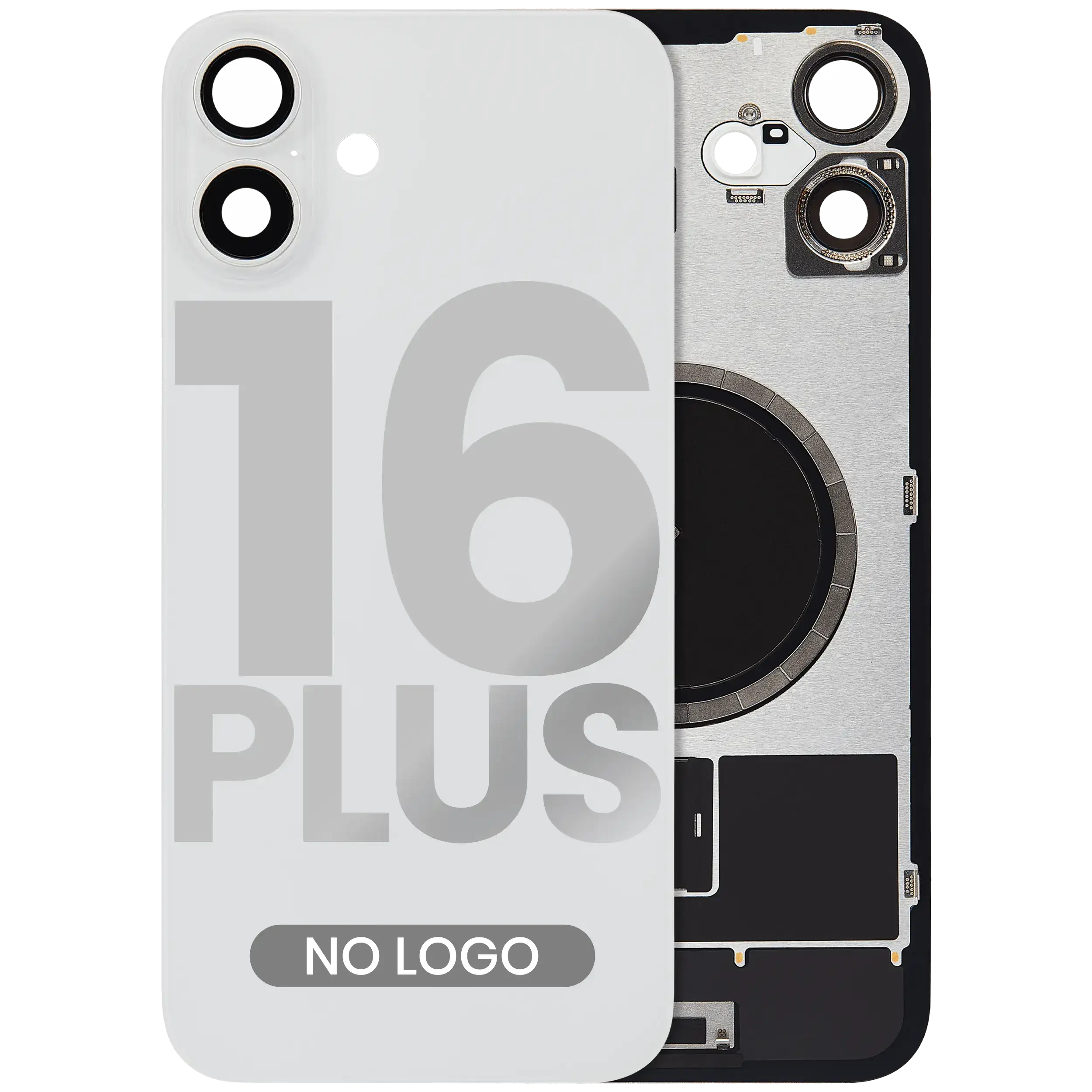 Vetro posteriore w/ magnete MagSafe per iPhone 16 Plus (Aftermarket) (Bianco) (No Logo)