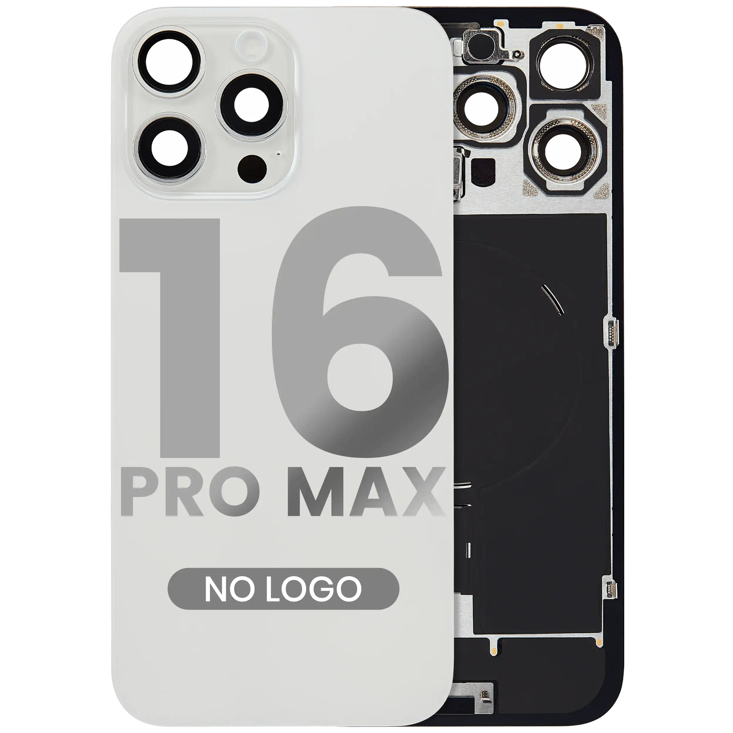 Vetro posteriore con magnete MagSafe, NFC e flat flash per iPhone 16 Pro Max (Aftermarket) (Titanio bianco) (No Logo)
