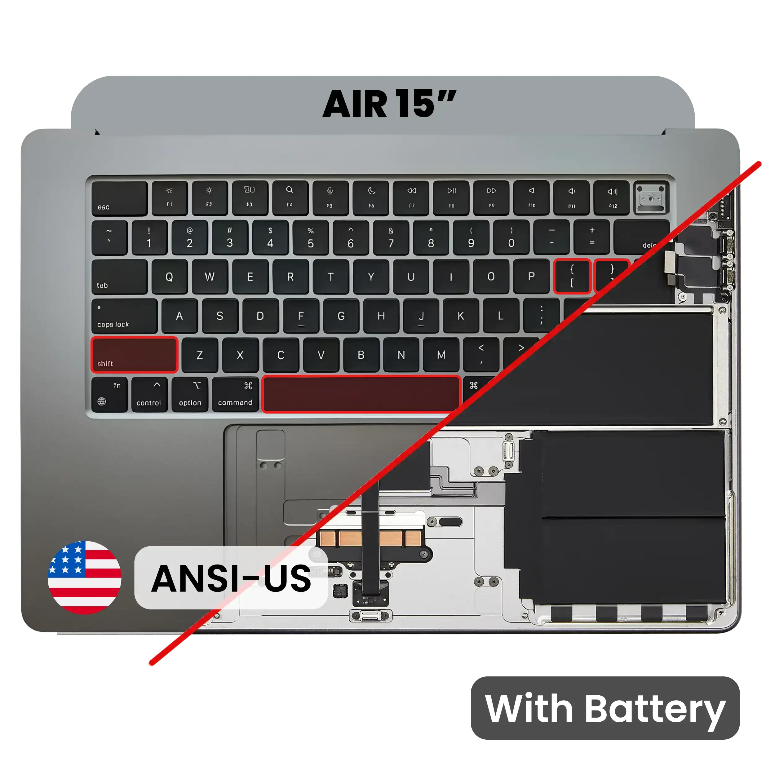 Top Case con Batteria e tastiera (ANSI US) per MacBook Air 15" A3114 (2024) (Grigio siderale)