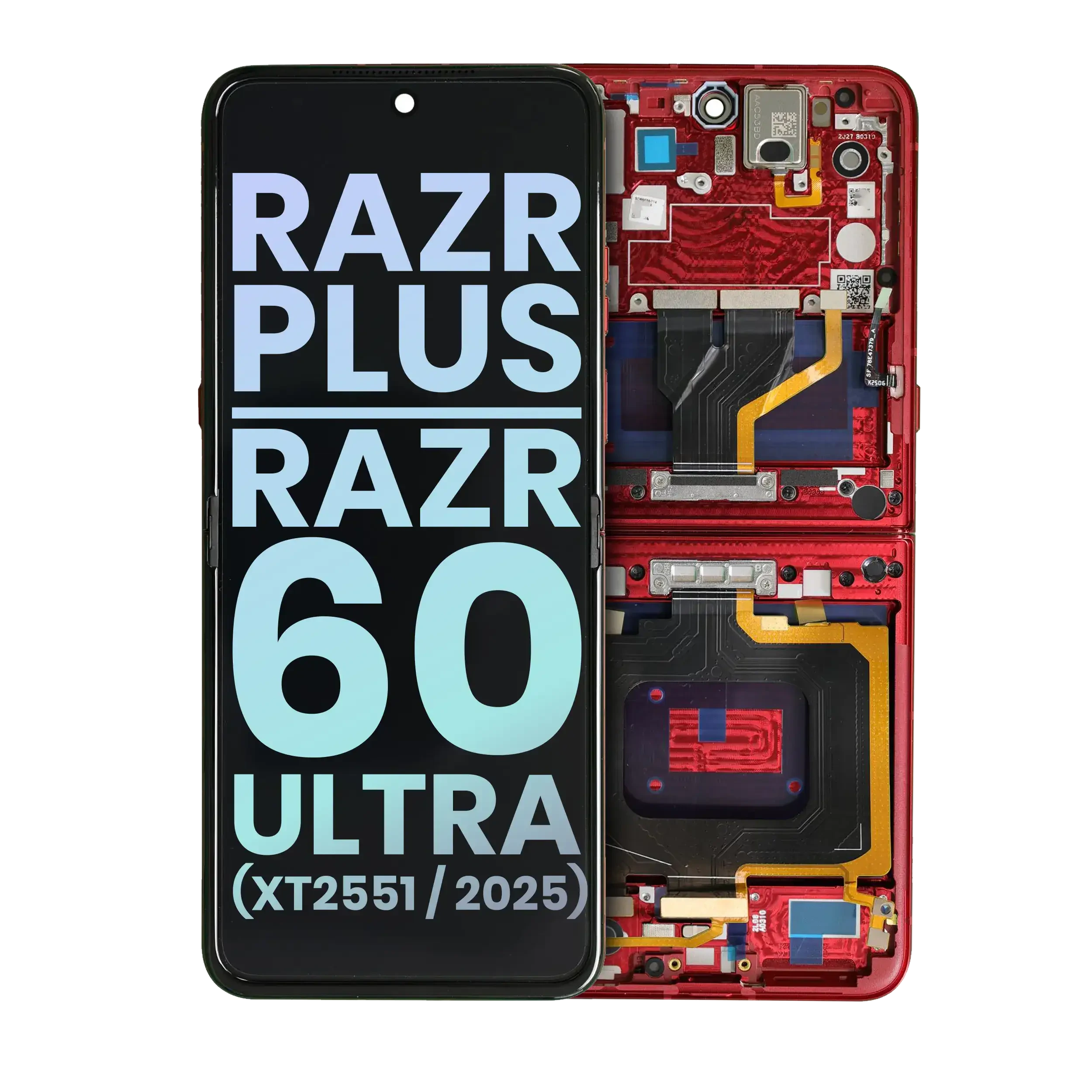 Main Display OLED completo per Motorola Razr Plus / Razr 60 Ultra (XT2551 / 2025) (Service Pack) (Rio Rosso)