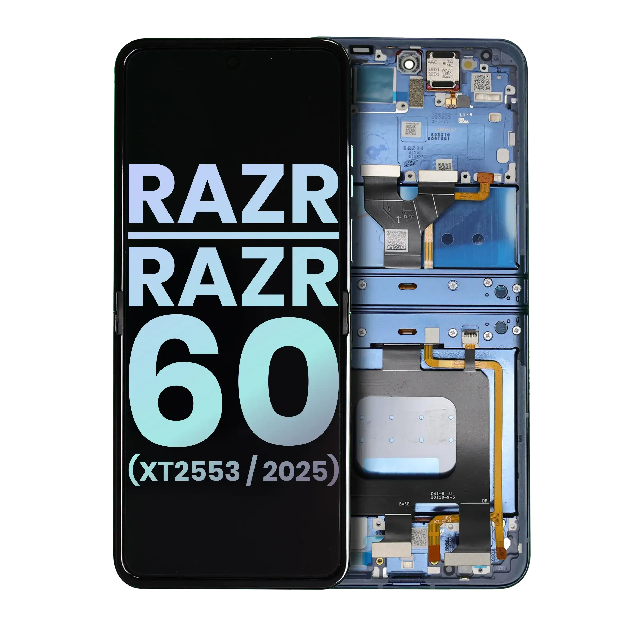Display OLED completo con Frame per Motorola Razr / Razr 60 (XT2553 / 2025) (Service Pack) (Gibraltar Sea)