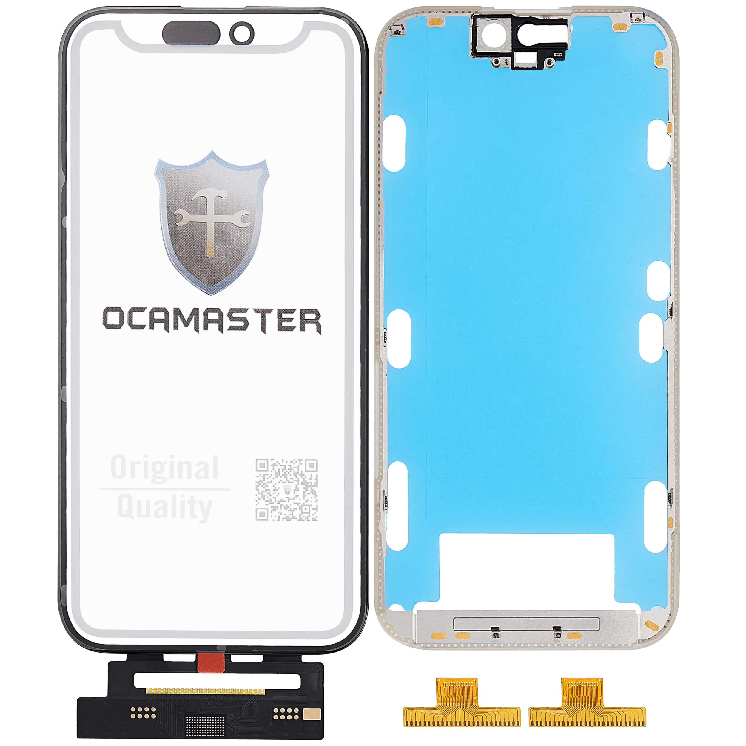 4 in 1 Short flat (Touch screen Touch con vetro + OCA + Frame Pre-installed) per iPhone 15 Pro (OCA Master)