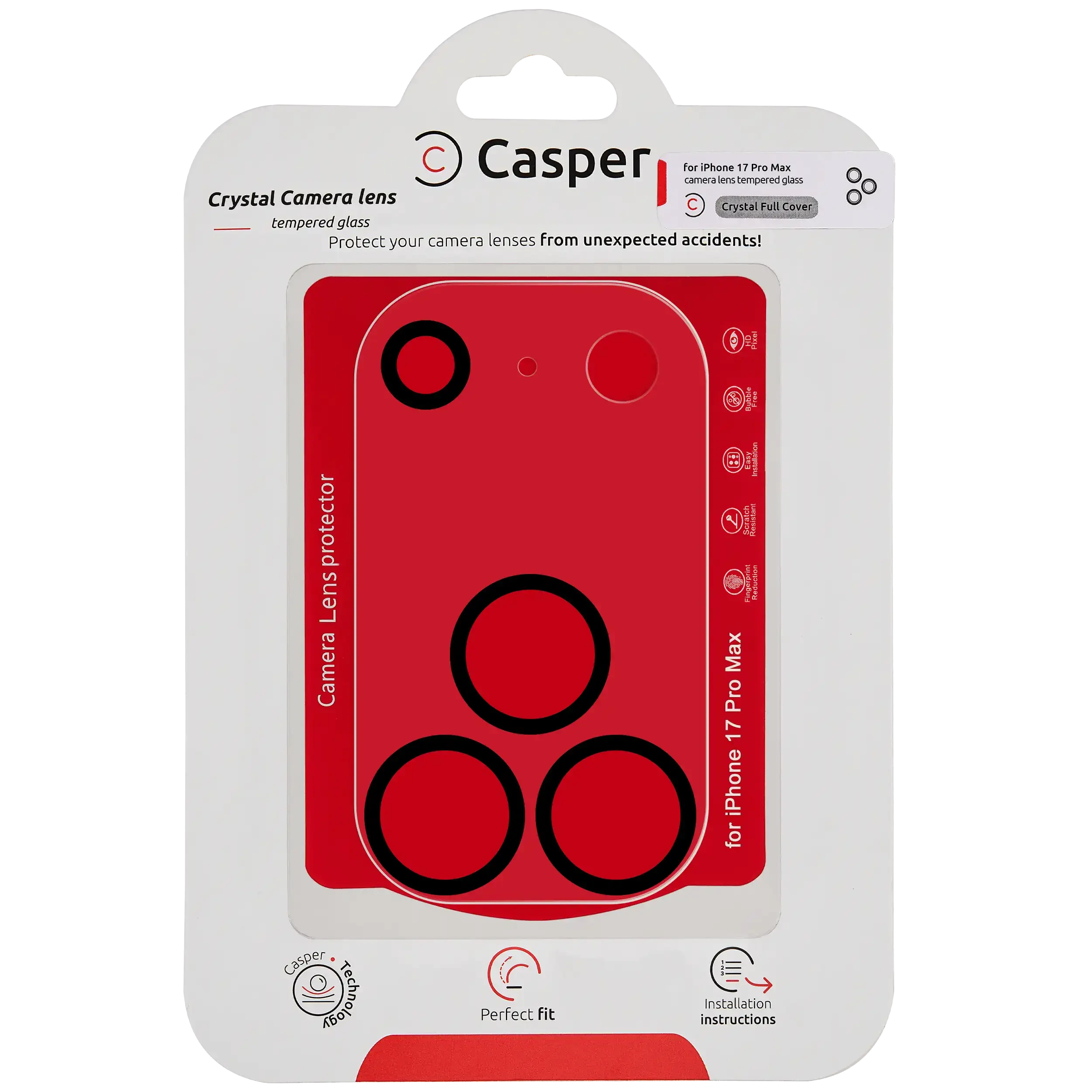 Casper Vetro fotocamera Protector per iPhone 17 Pro Max (Crystal Full Cover)