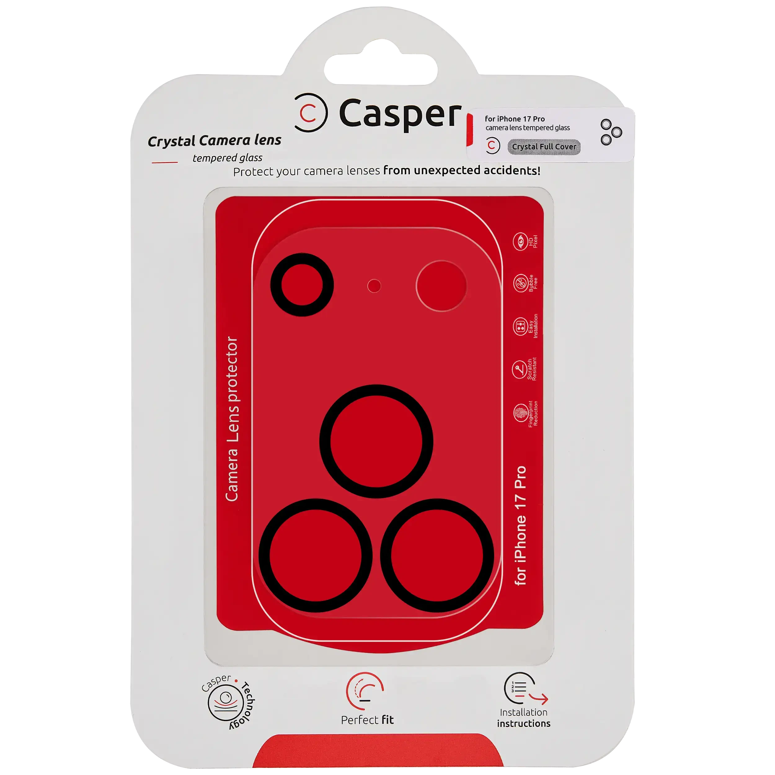 Casper Vetro fotocamera Protector per iPhone 17 Pro (Crystal Full Cover)