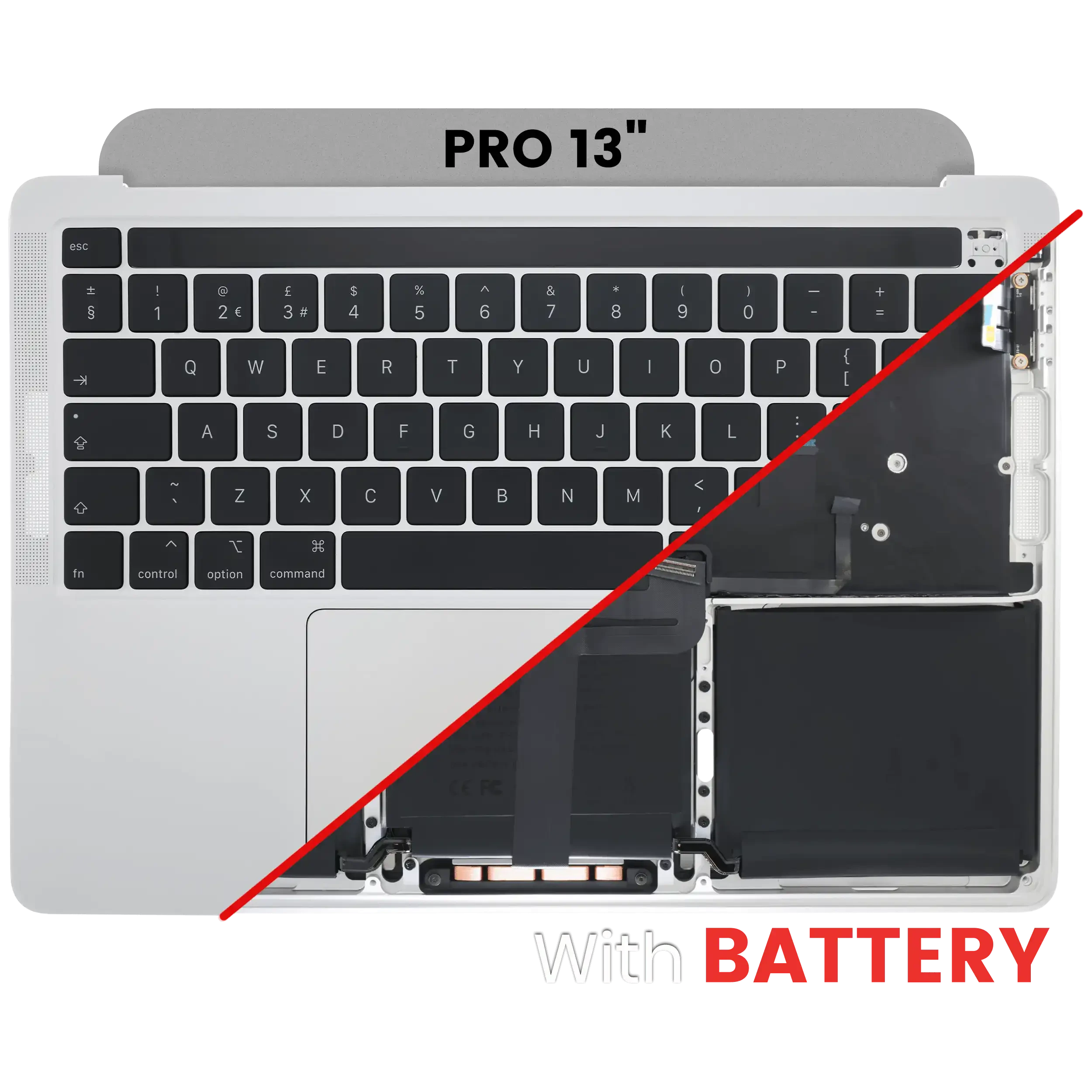 Top Case con Batteria e tastiera (ISO UK) per MacBook Pro 13" A2289 (2020) (Argento)