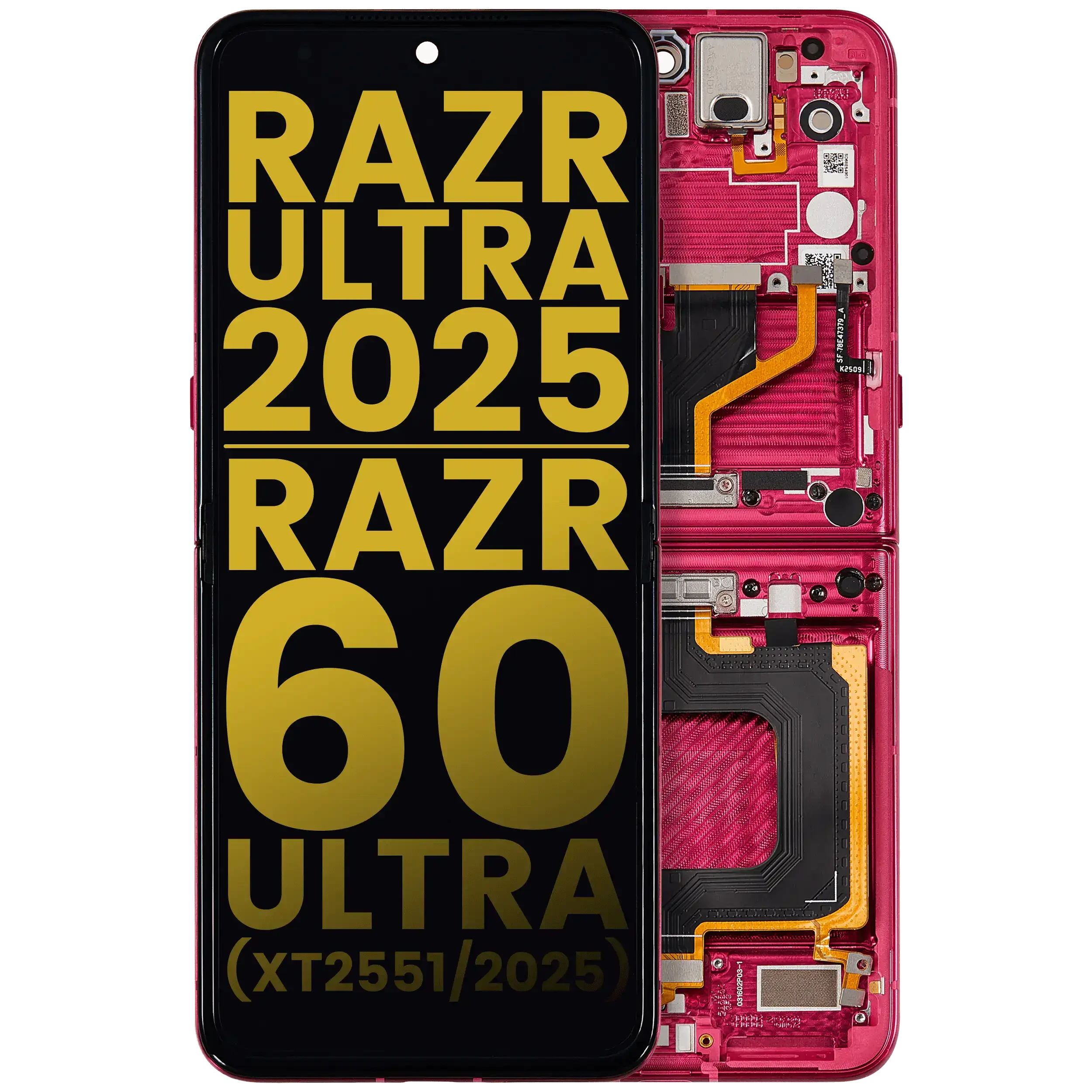 Display OLED completo con Frame per Motorola Razr Ultra 2025 (XT2551 / 2025) / Razr 60 Ultra (XT2551 / 2025) (Refurbished) (Cabaret)