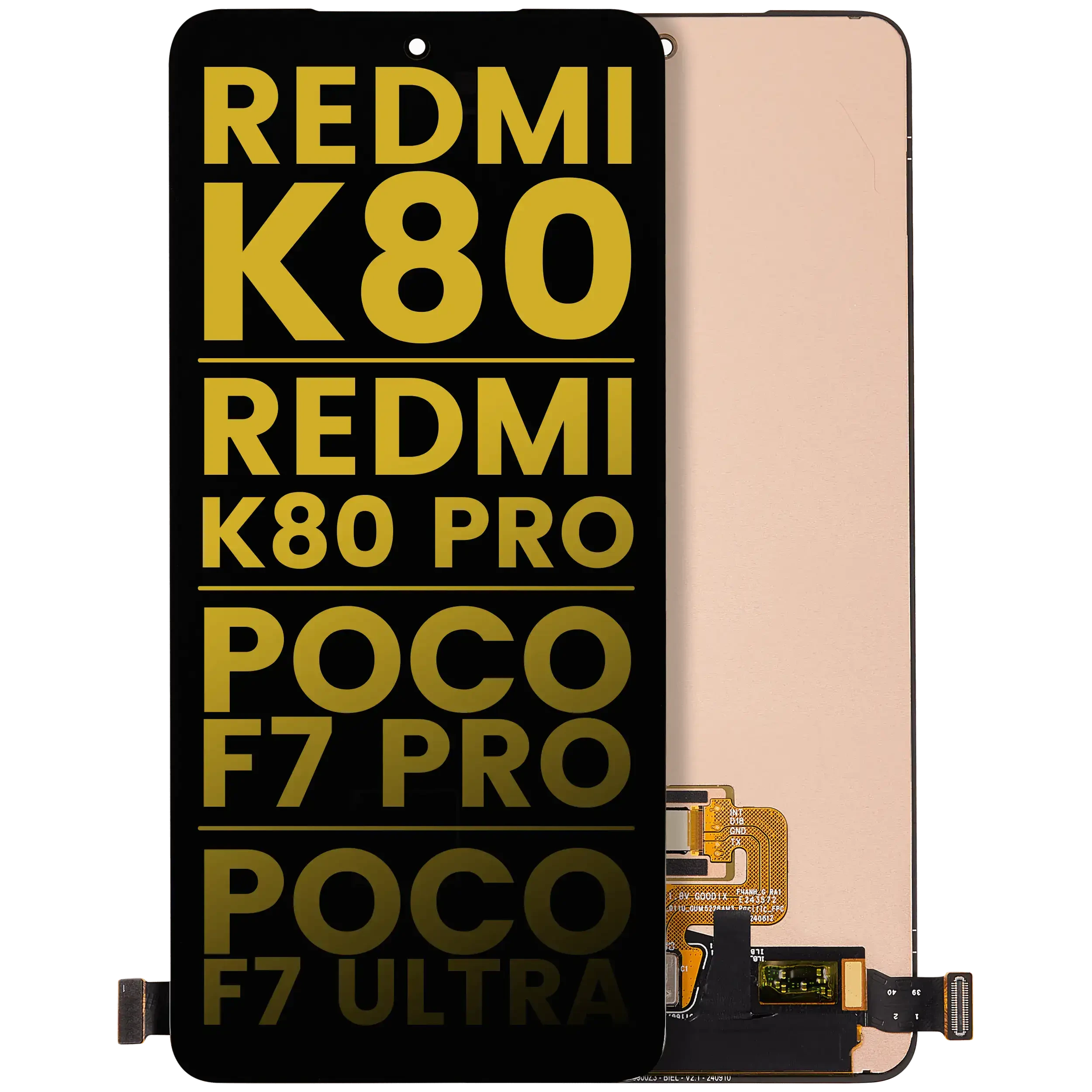 Display OLED completo senza Frame per Xiaomi Redmi K80 / K80 Pro / Poco F7 Pro / Poco F7 UItra (Refurbished) (tutti i colori)