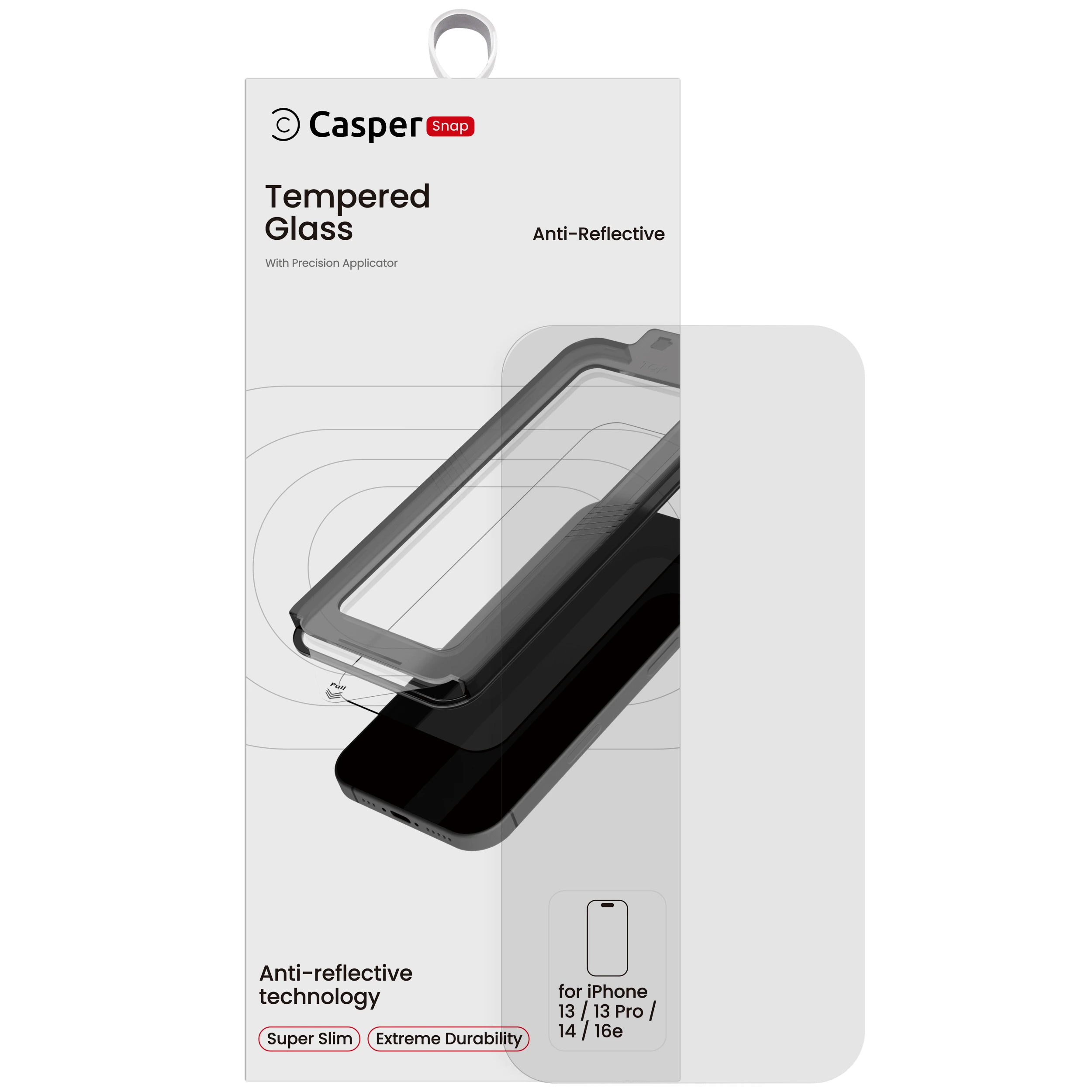 Snap Vetro temperato per iPhone 13 / 13 Pro / 14 / 16e /17e (confezione retail) (AR Trasparente)