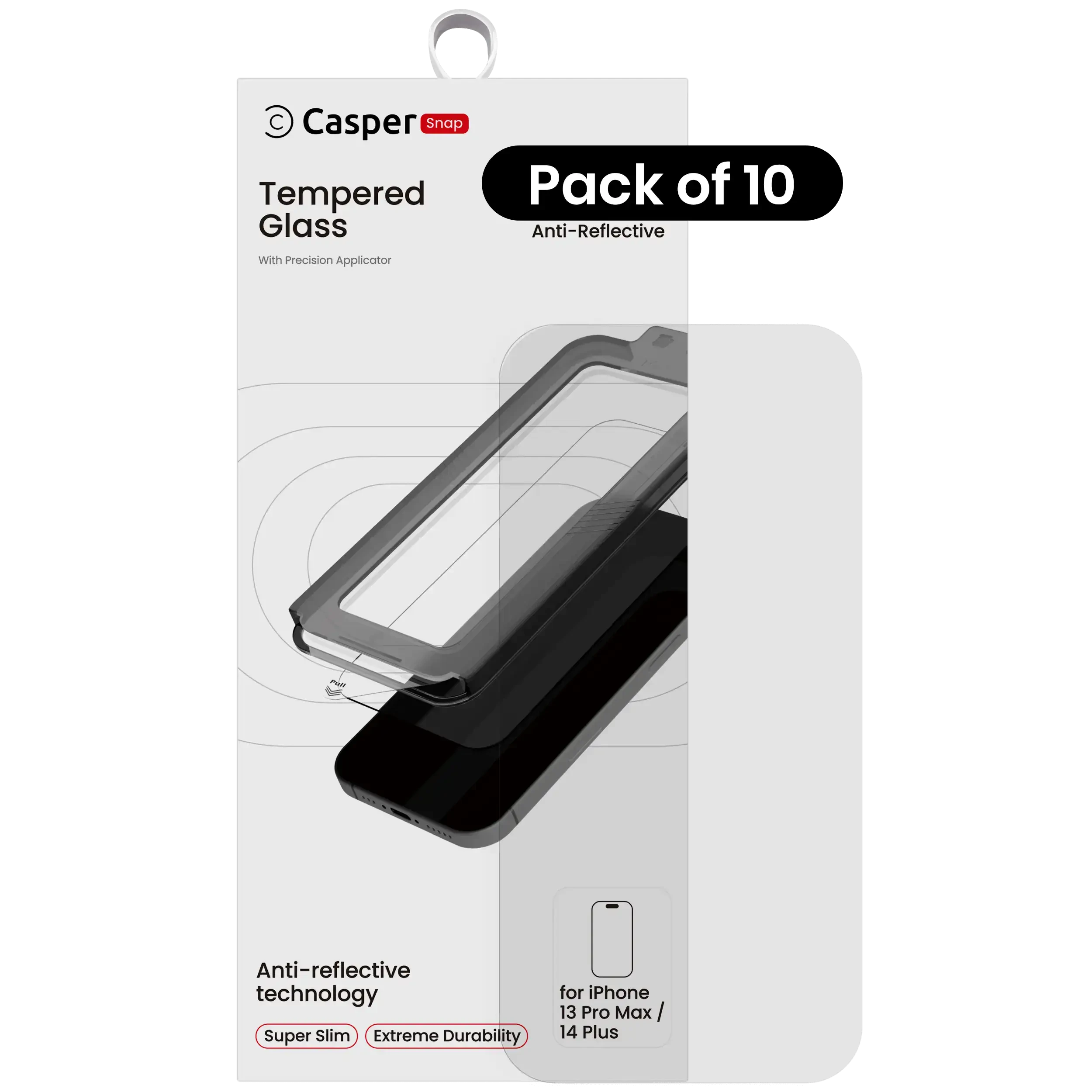 Casper Snap Vetro temperato per iPhone 13 Pro Max / 14 Plus (10 pezzi) (AR Trasparente)