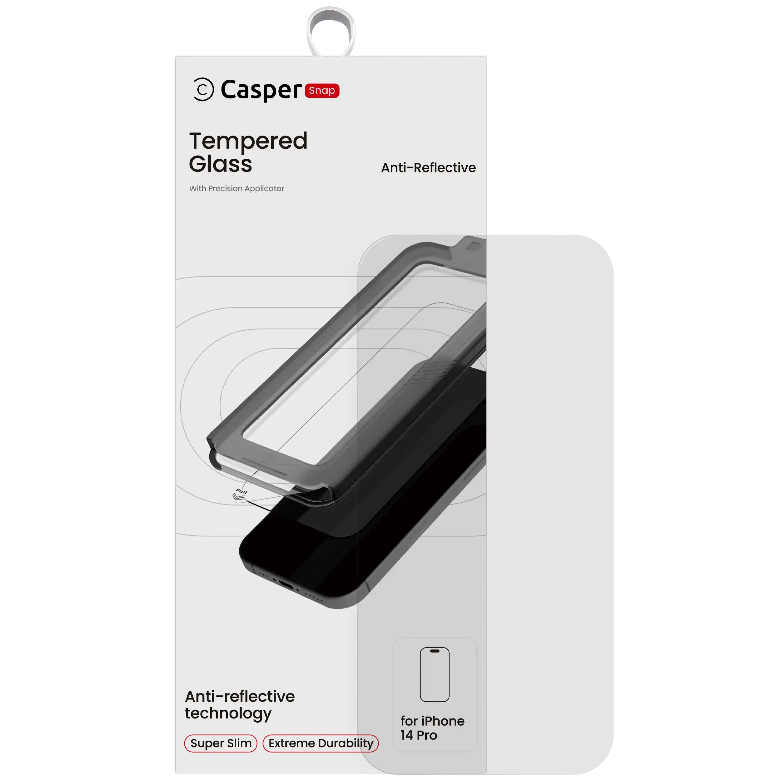 Casper Snap Vetro temperato per iPhone 14 Pro (confezione retail) (AR Trasparente)