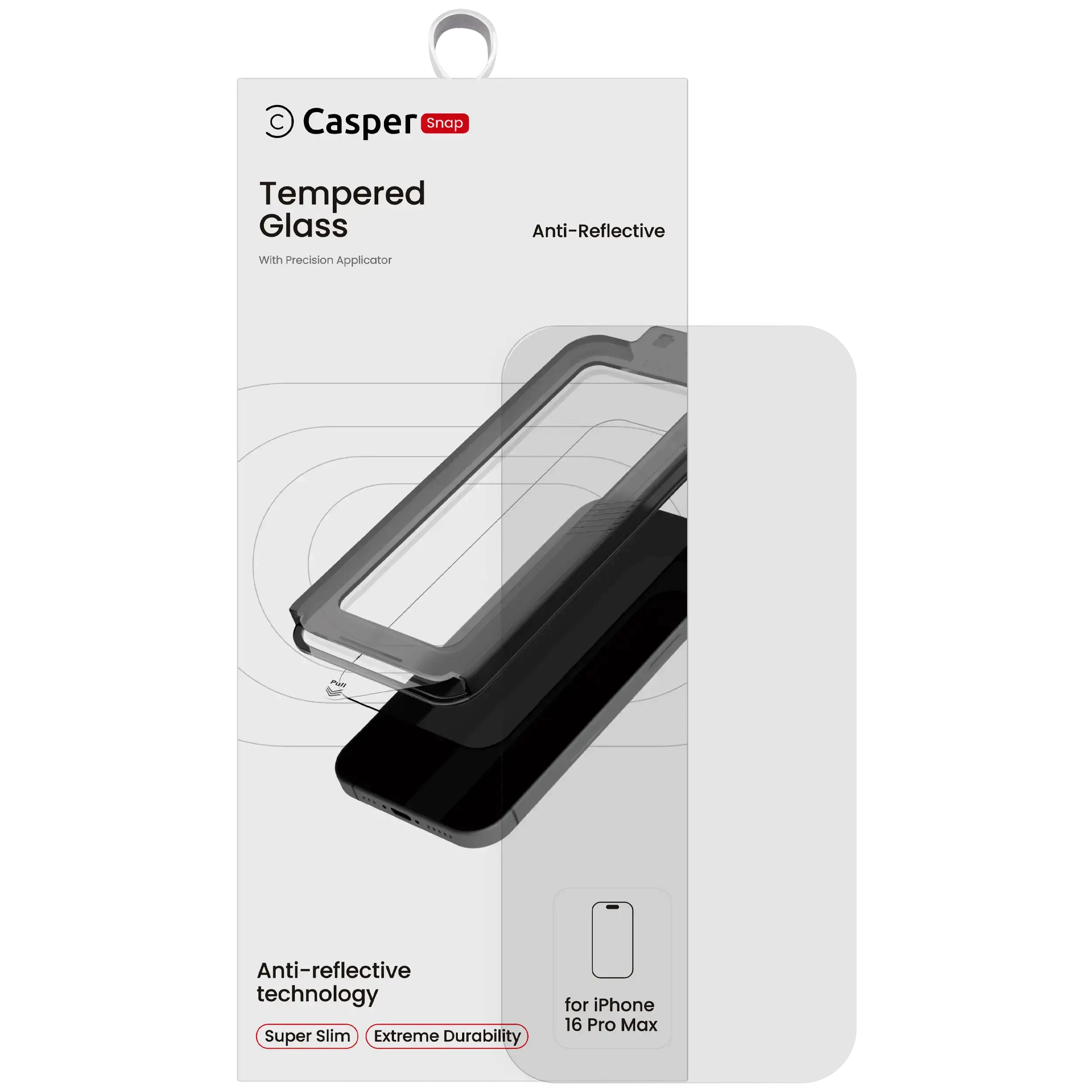 Casper Snap Vetro temperato per iPhone 16 Pro Max (AR Trasparente)