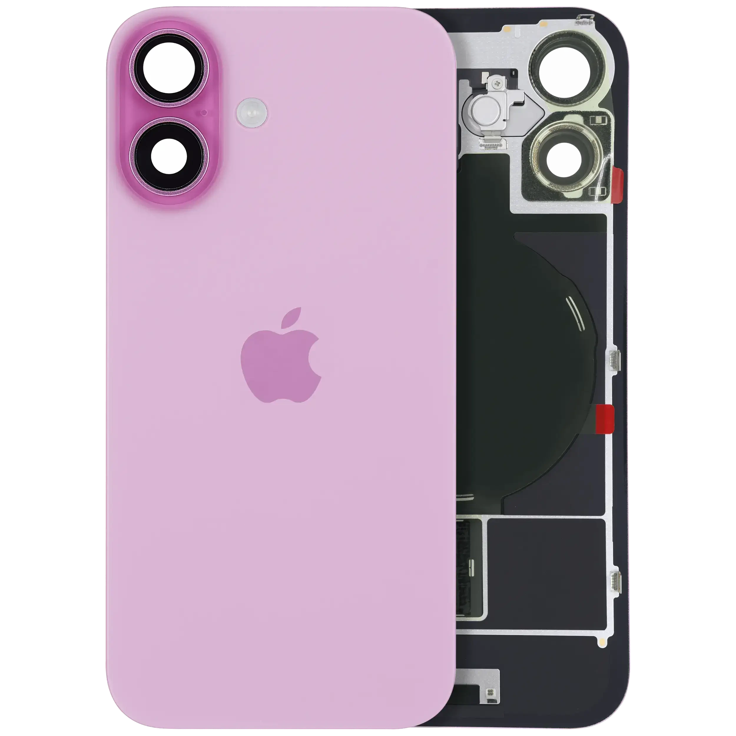 Vetro posteriore con magnete MagSafe, NFC e flat flash per iPhone 16 (Service Pack) (Rosa)