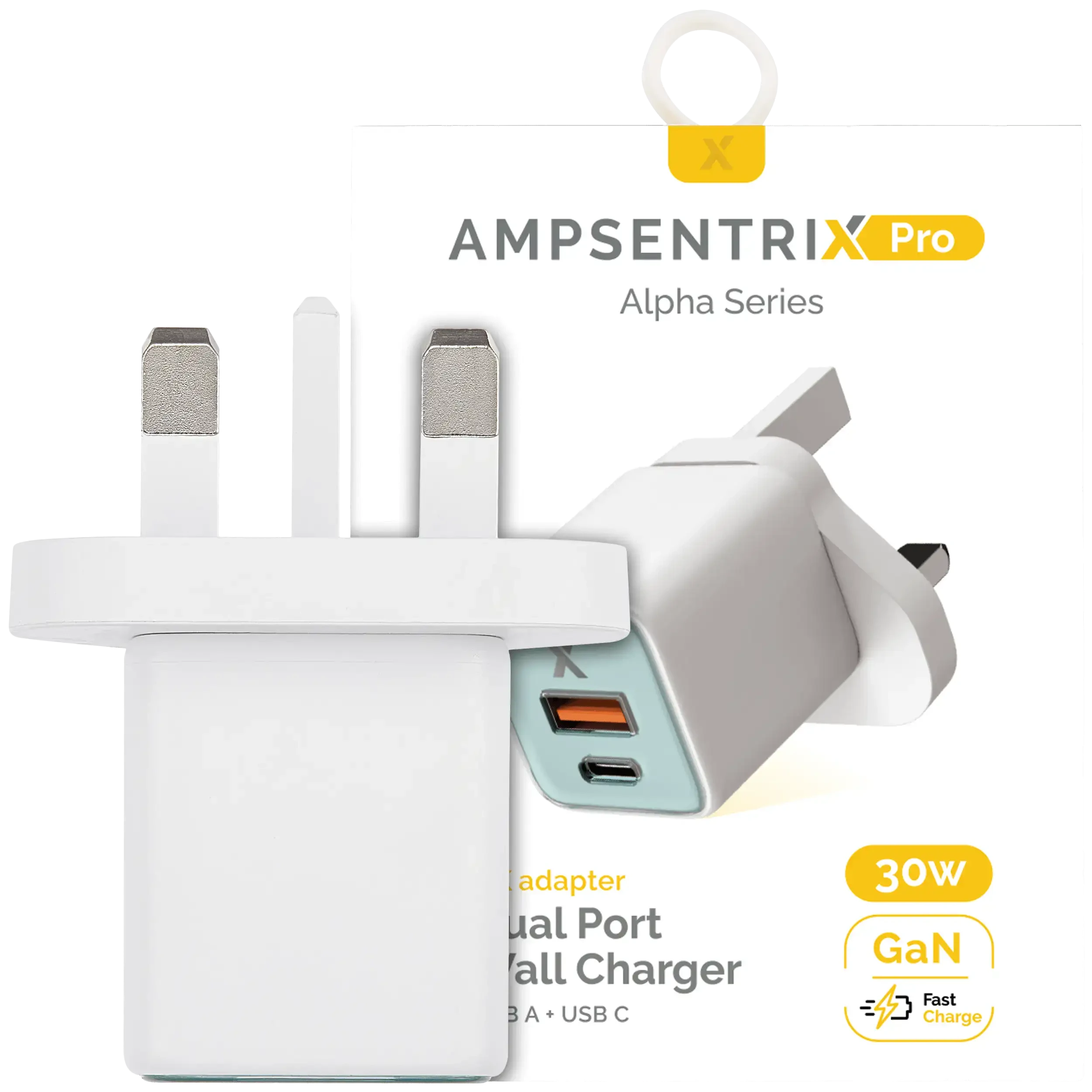 AmpSentrix 30W 2-in-1 USB-C / USB-A Wall Adapter (220V / UK Plug) (Verde petrolio)