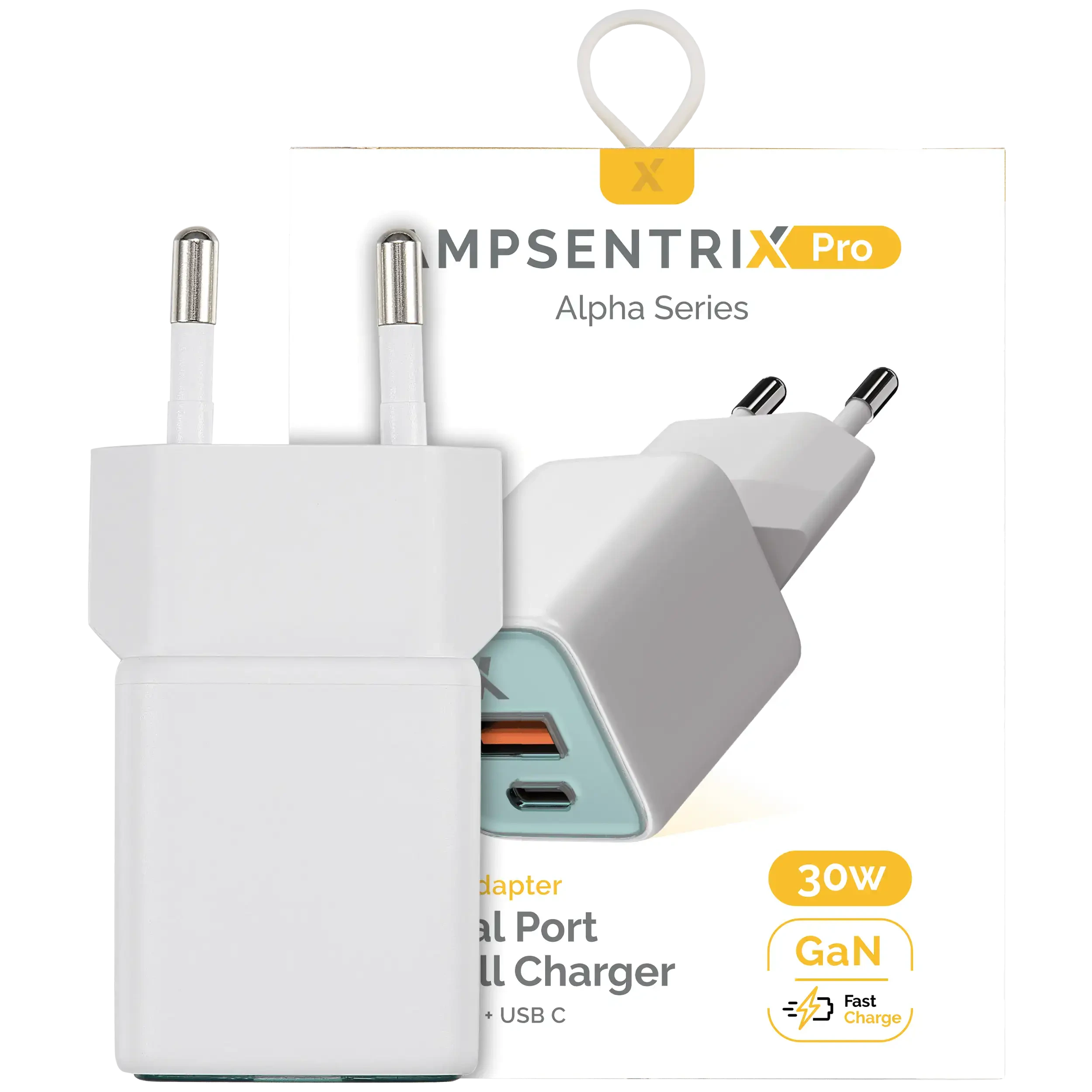 AmpSentrix Pro 30W 2-in-1 USB-C / USB-A GaN Wall Adapter (220V / EU Plug) (Verde petrolio)