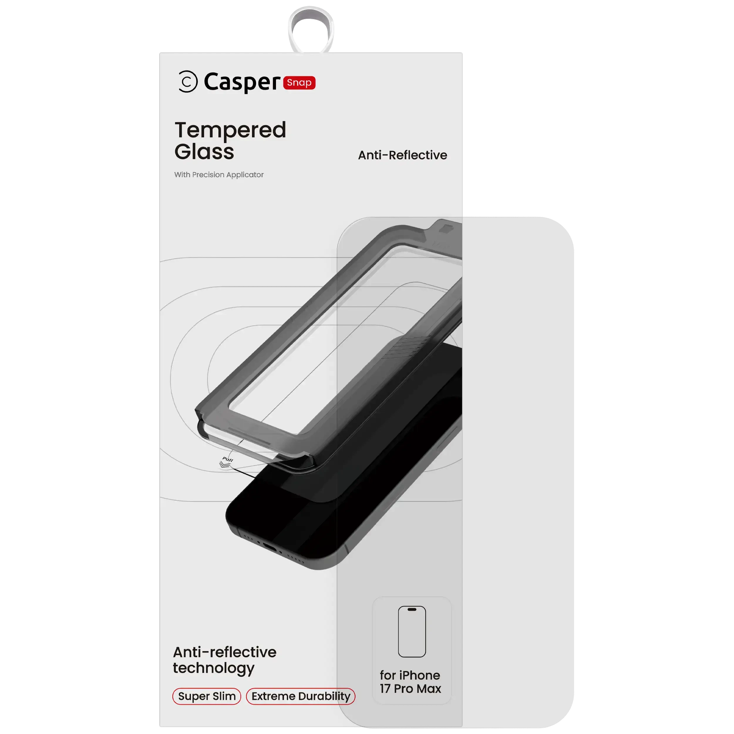 Casper Snap Vetro temperato per iPhone 17 Pro Max (confezione retail) (AR Trasparente)