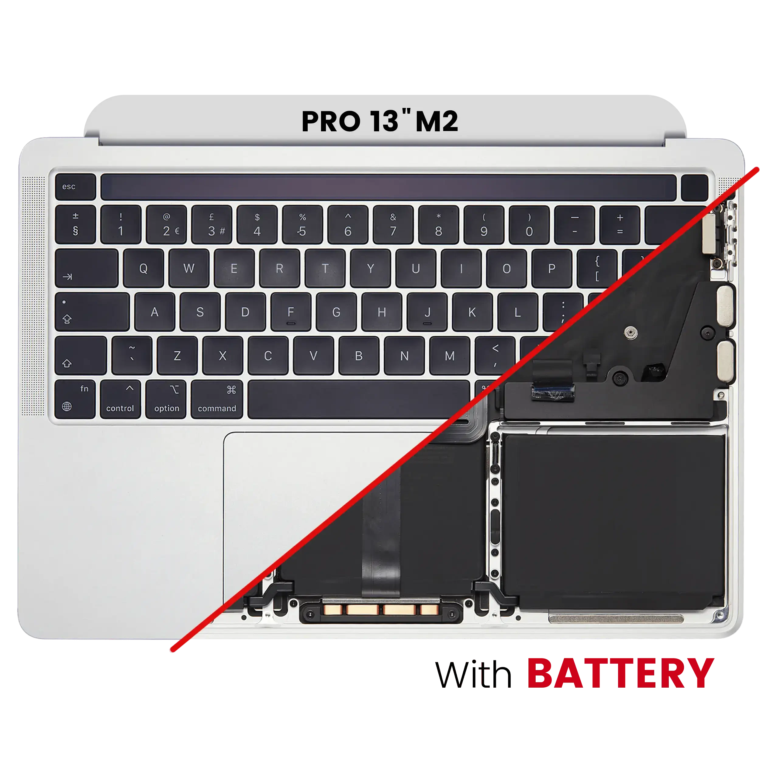 Top Case con Batteria e tastiera (ISO UK) per MacBook Pro 13" A2338 (2020) (Argento)
